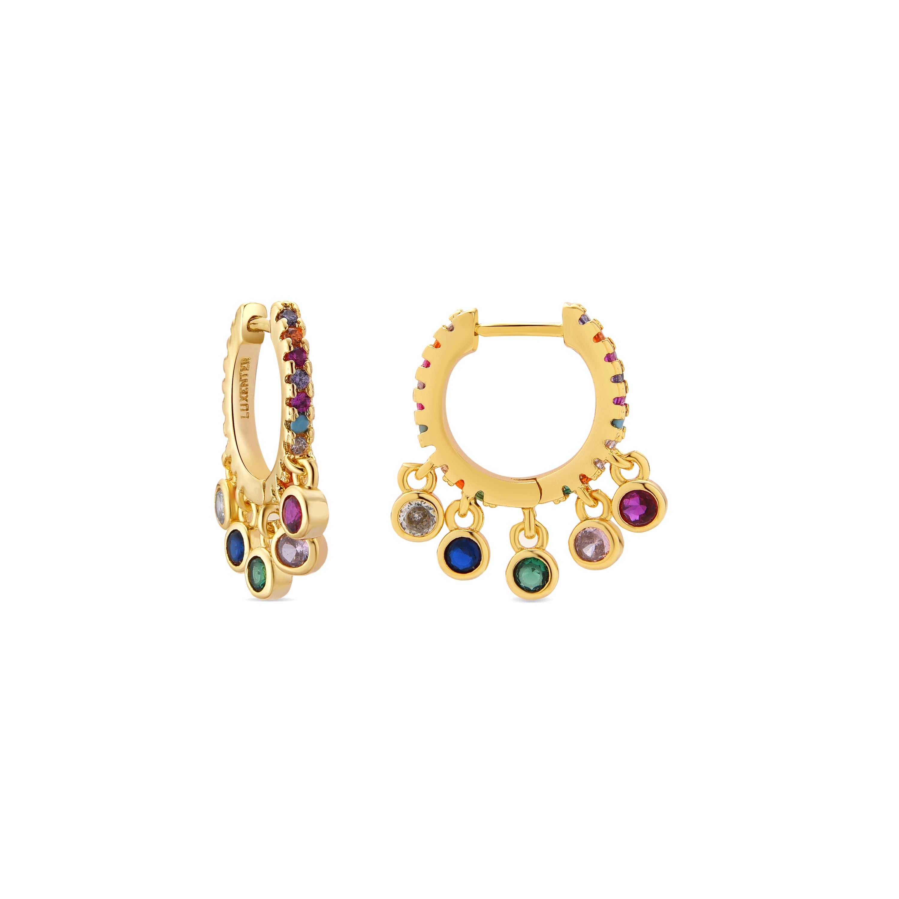 Ohrringe aus 18k Gelbgold mit mehrfarbigen Zirkonia - Yaskim