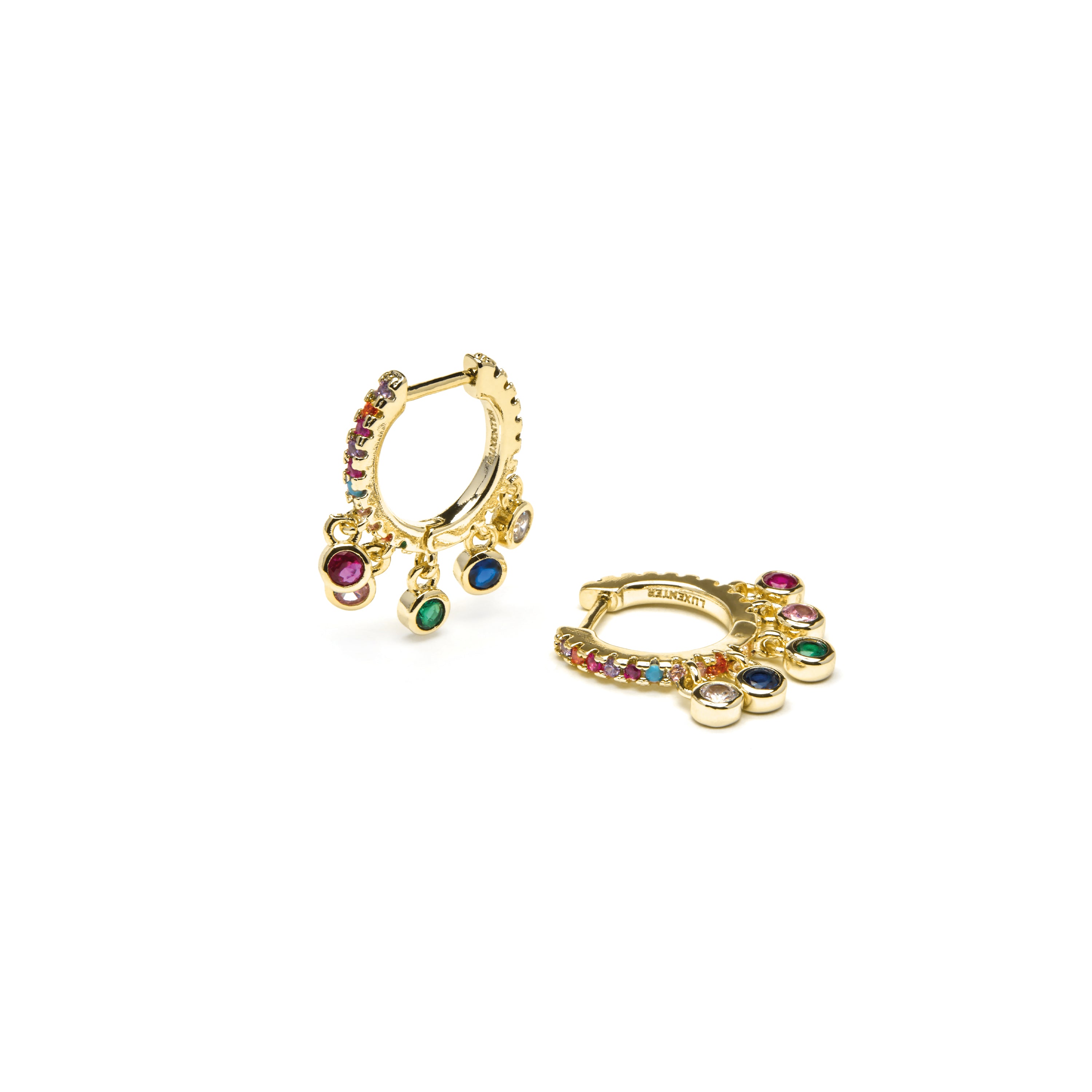 Ohrringe aus 18k Gelbgold mit mehrfarbigen Zirkonia - Yaskim
