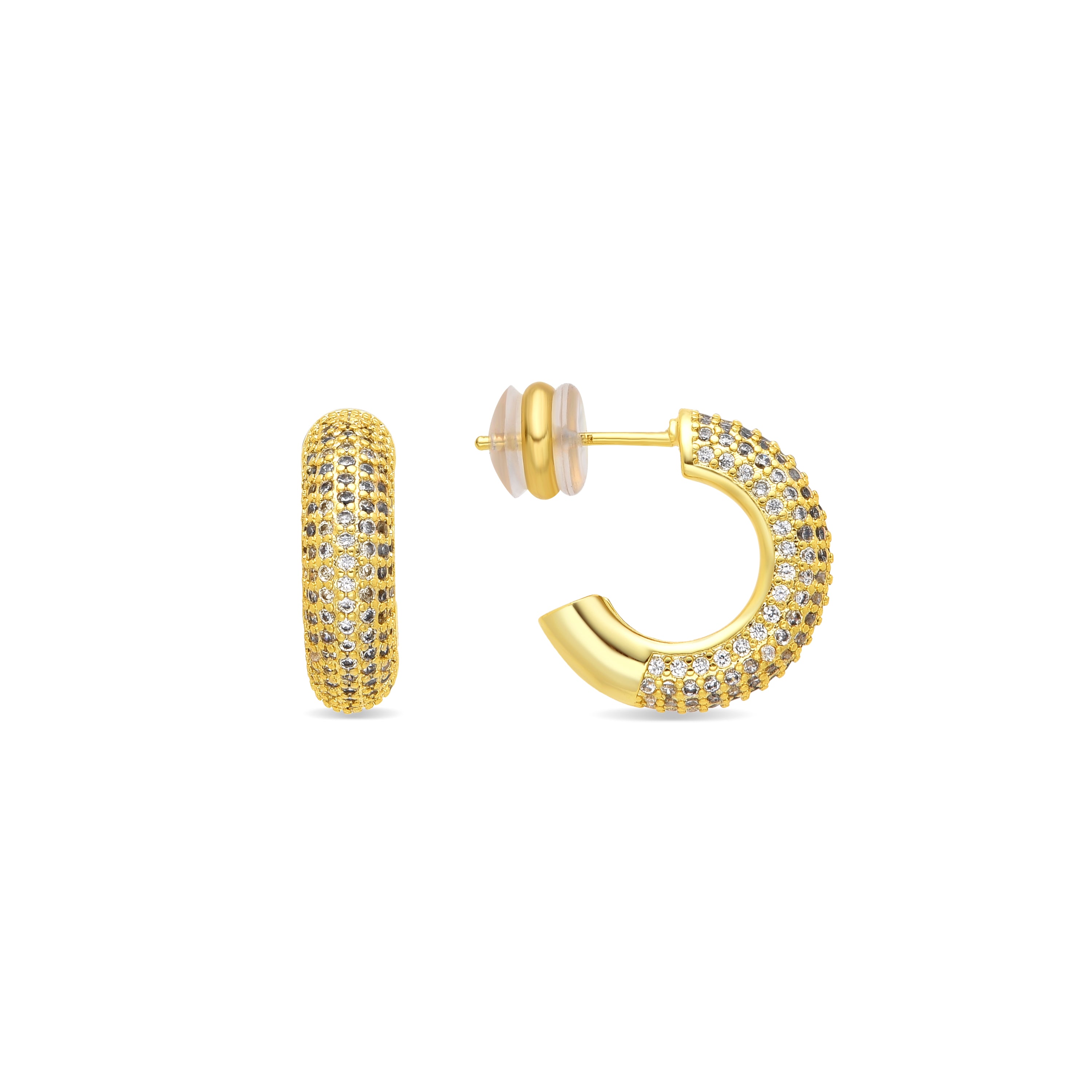 18k Yellow Gold Finished Earrings with Brilliant Zirconia - Niras