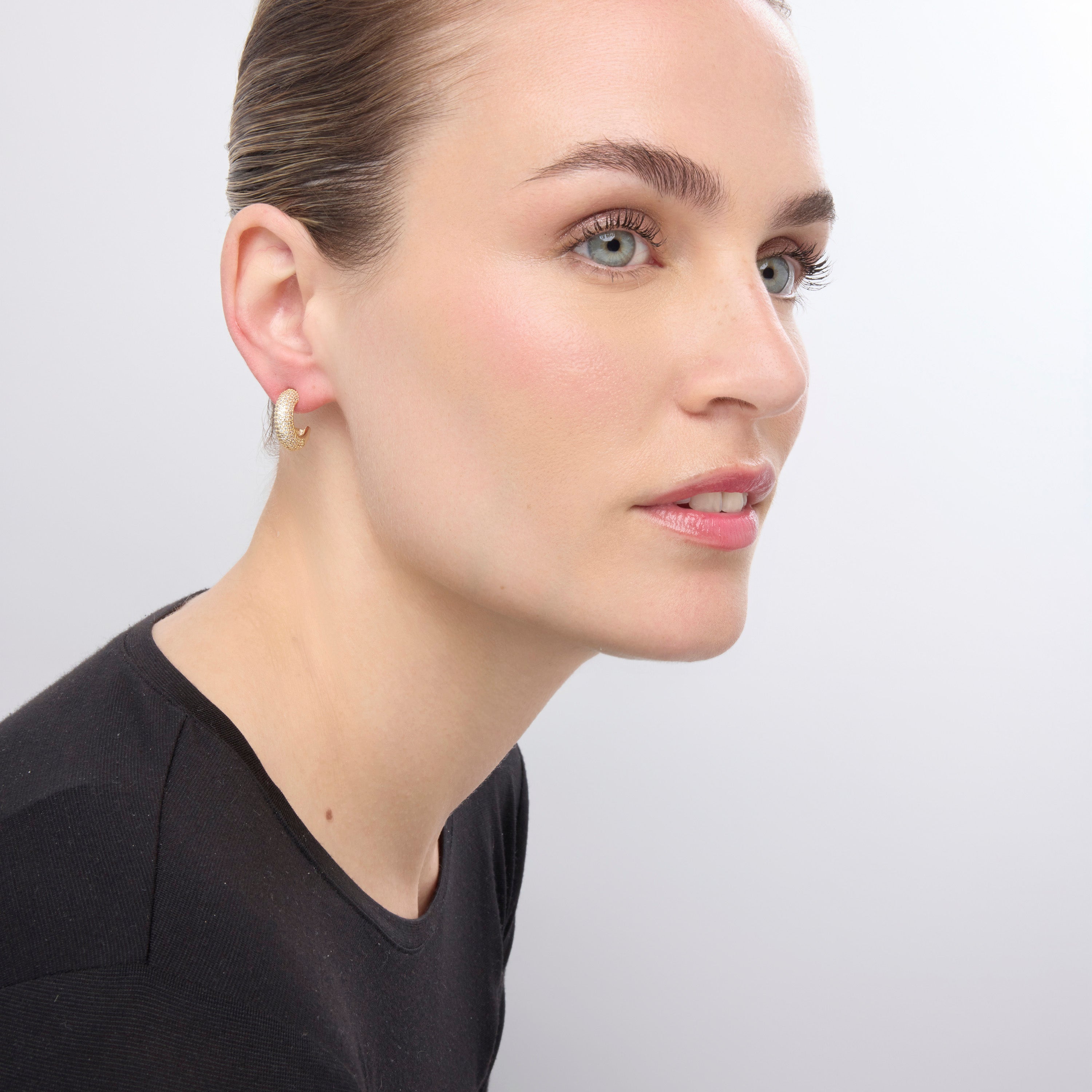 18k Yellow Gold Finished Earrings with Brilliant Zirconia - Niras