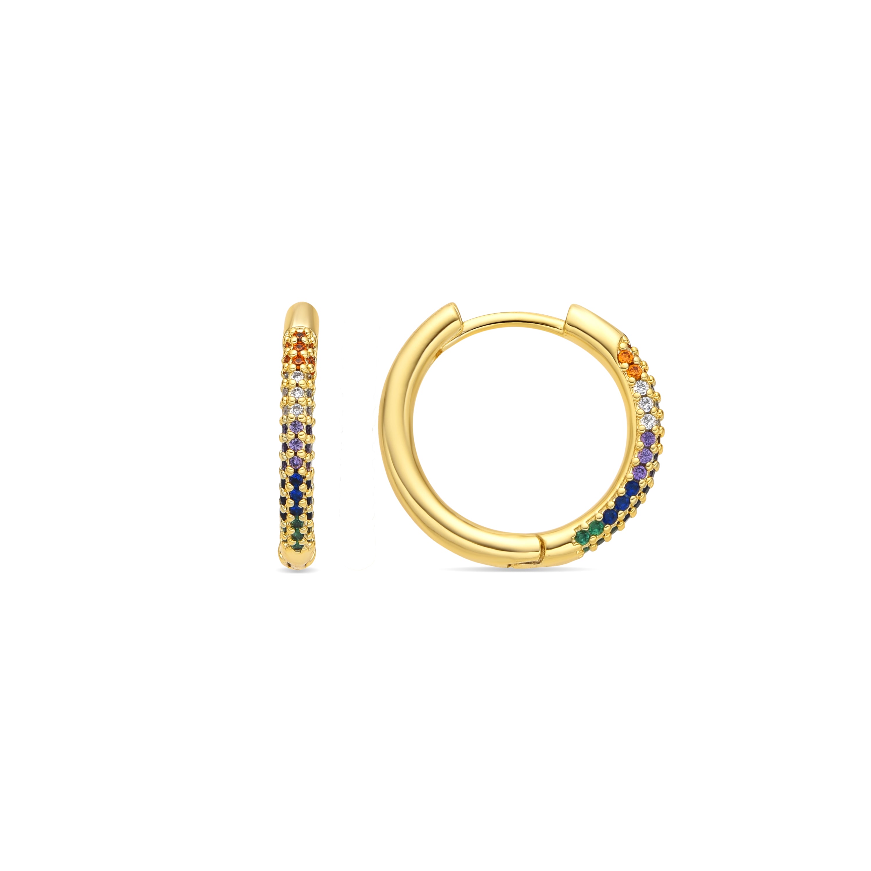 Pendentes acabamento ouro amarelo de 18k e zircónia multicolor - Thybus