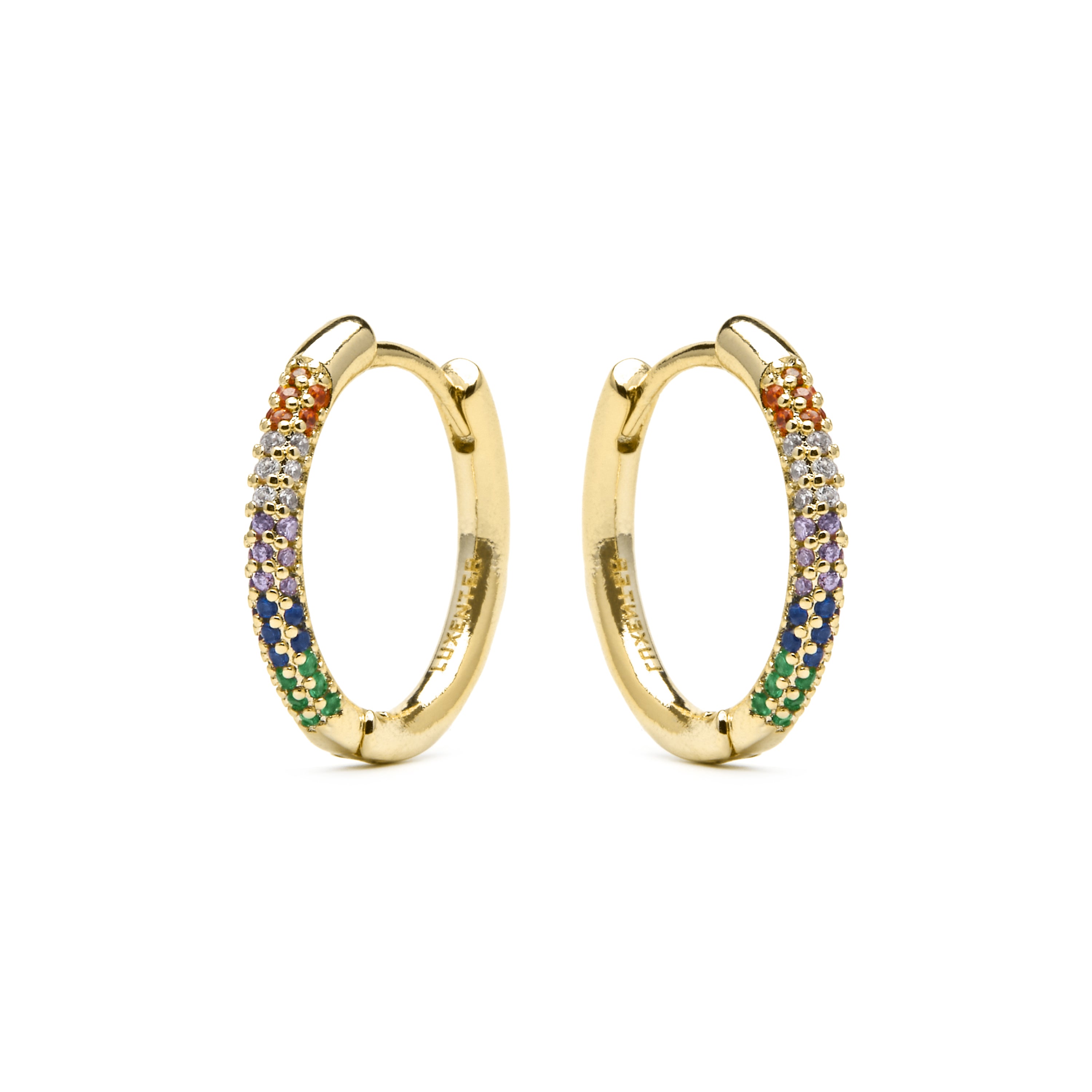 Pendentes acabamento ouro amarelo de 18k e zircónia multicolor - Thybus