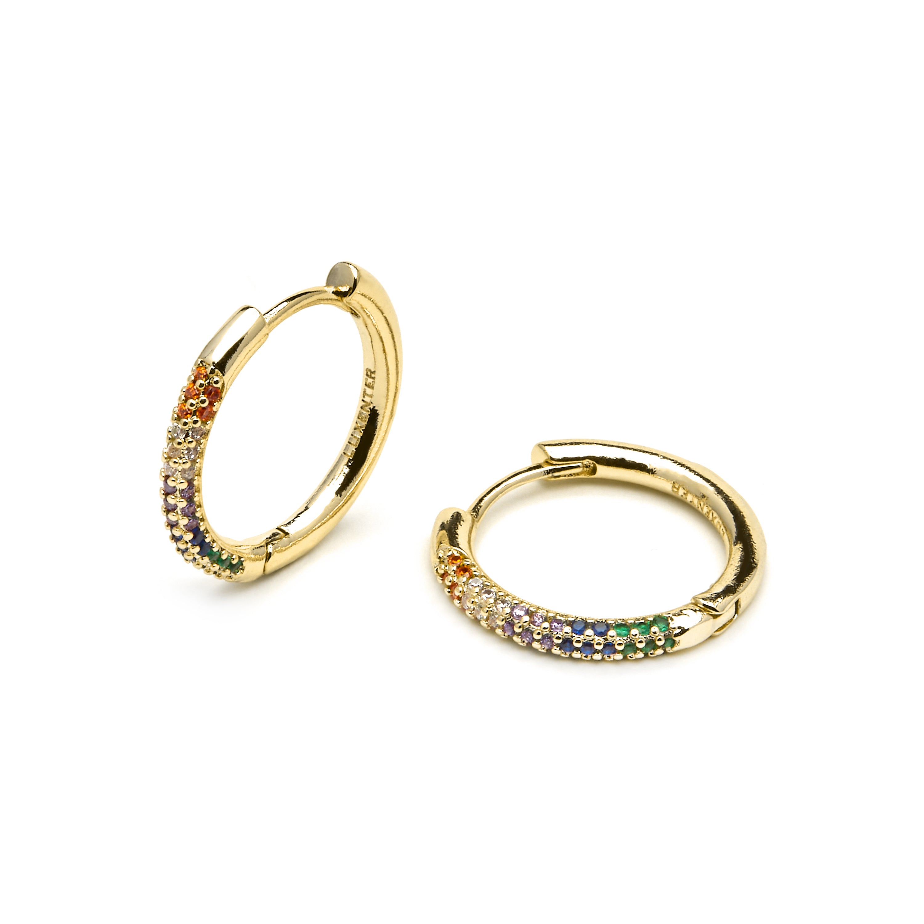 Pendentes acabamento ouro amarelo de 18k e zircónia multicolor - Thybus