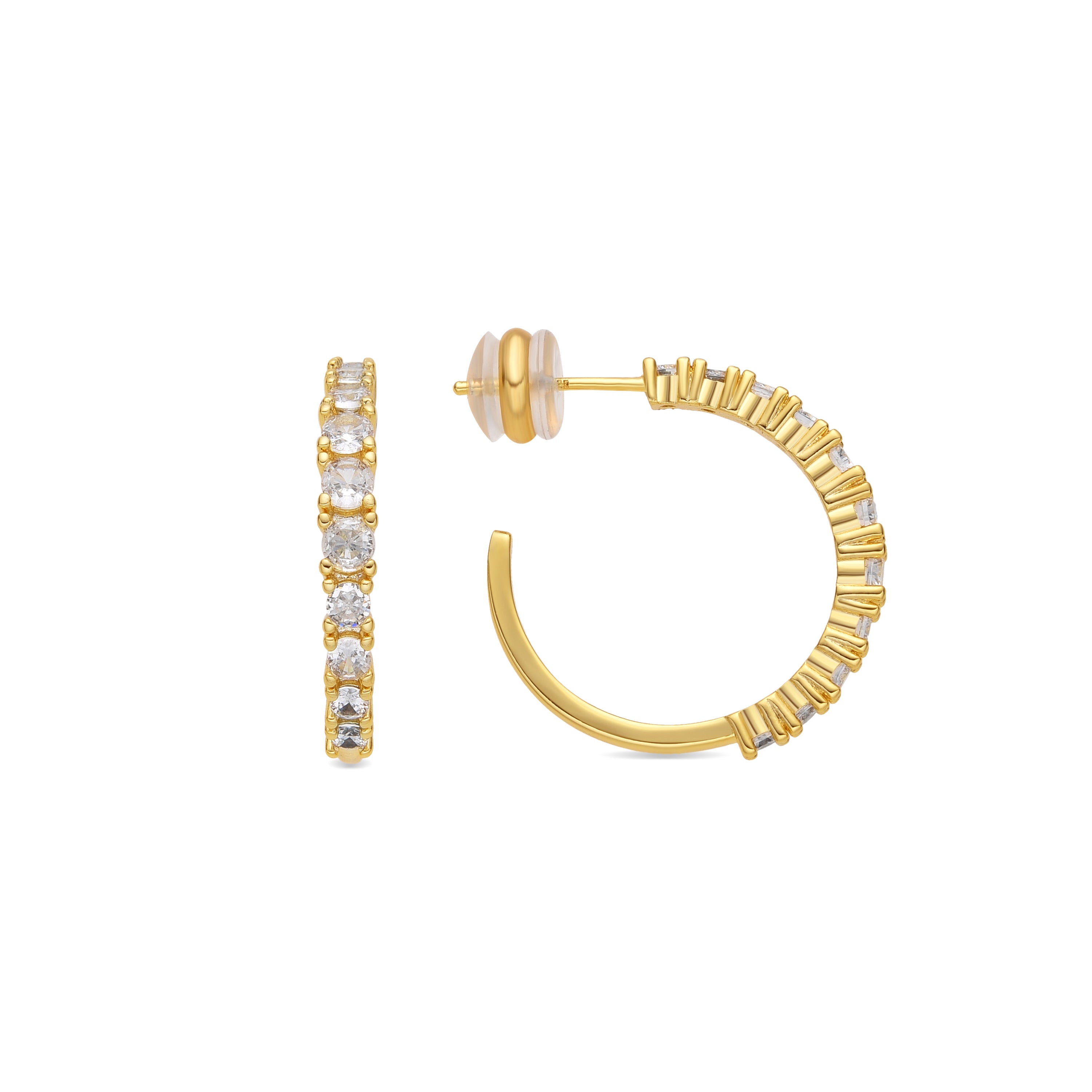 Boucles d'oreilles finition or jaune 18k et zircon brillant - Remil