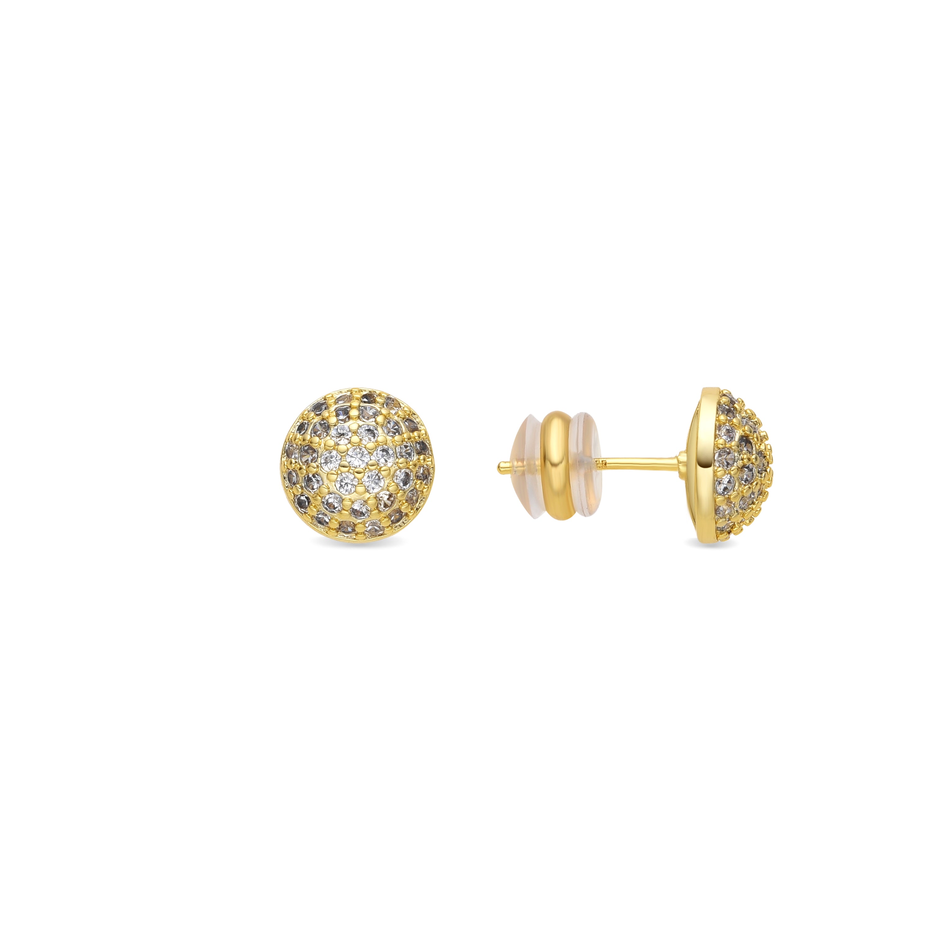 Boucles d'oreilles finition or jaune 18k et zircon brillant - Yabi