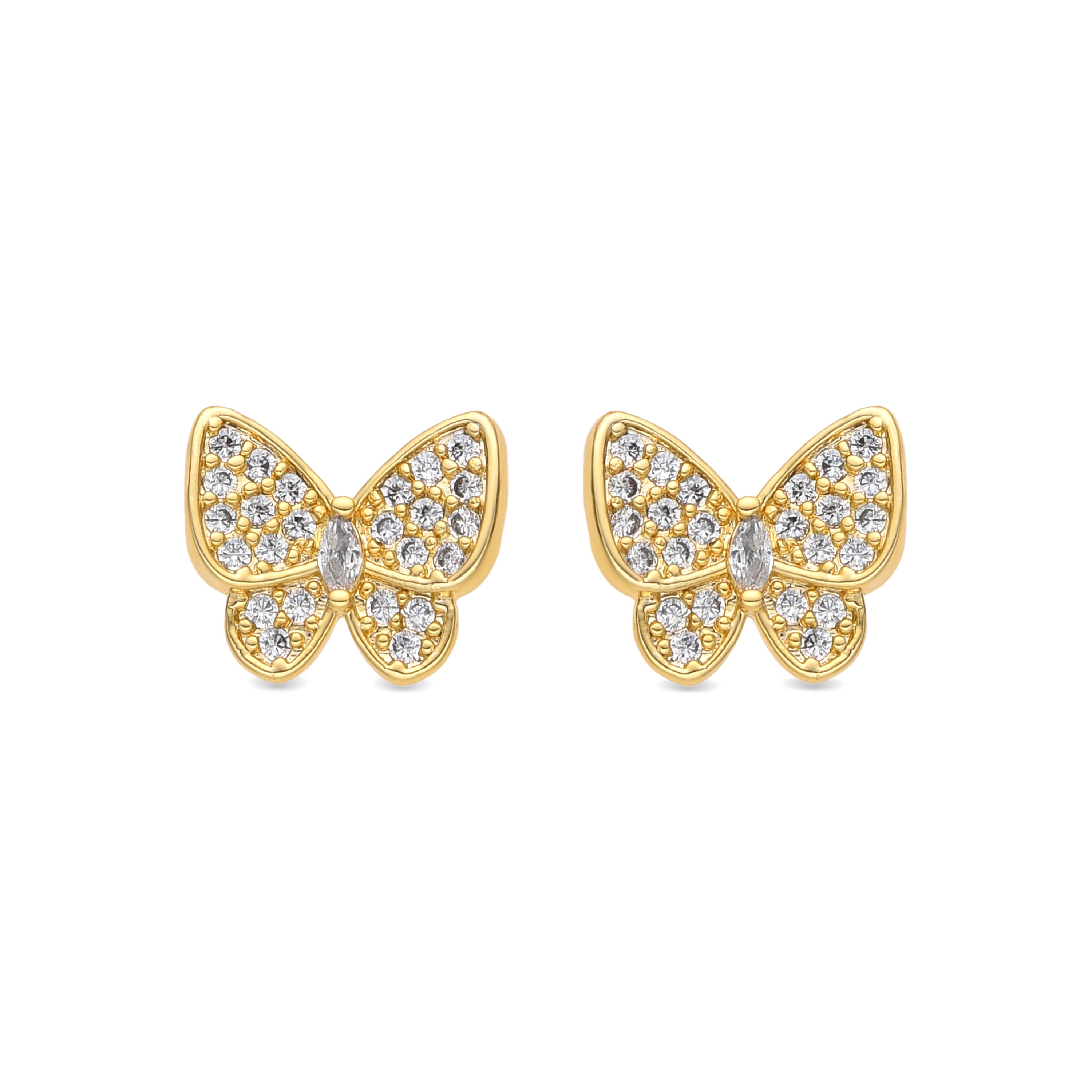 Brincos com acabamento em ouro amarelo de 18k e zircónia brilhante - Vaxiuh