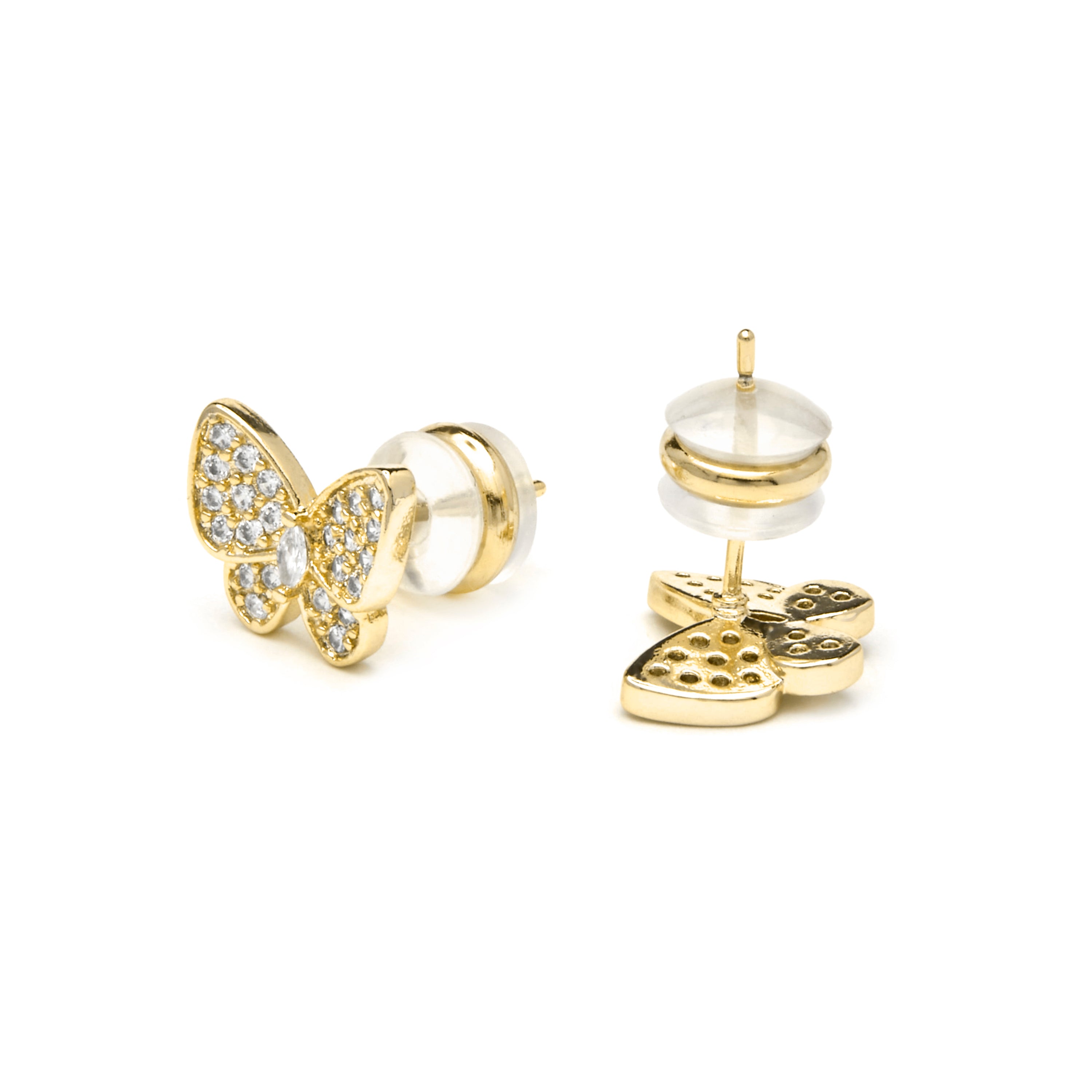 Brincos com acabamento em ouro amarelo de 18k e zircónia brilhante - Vaxiuh
