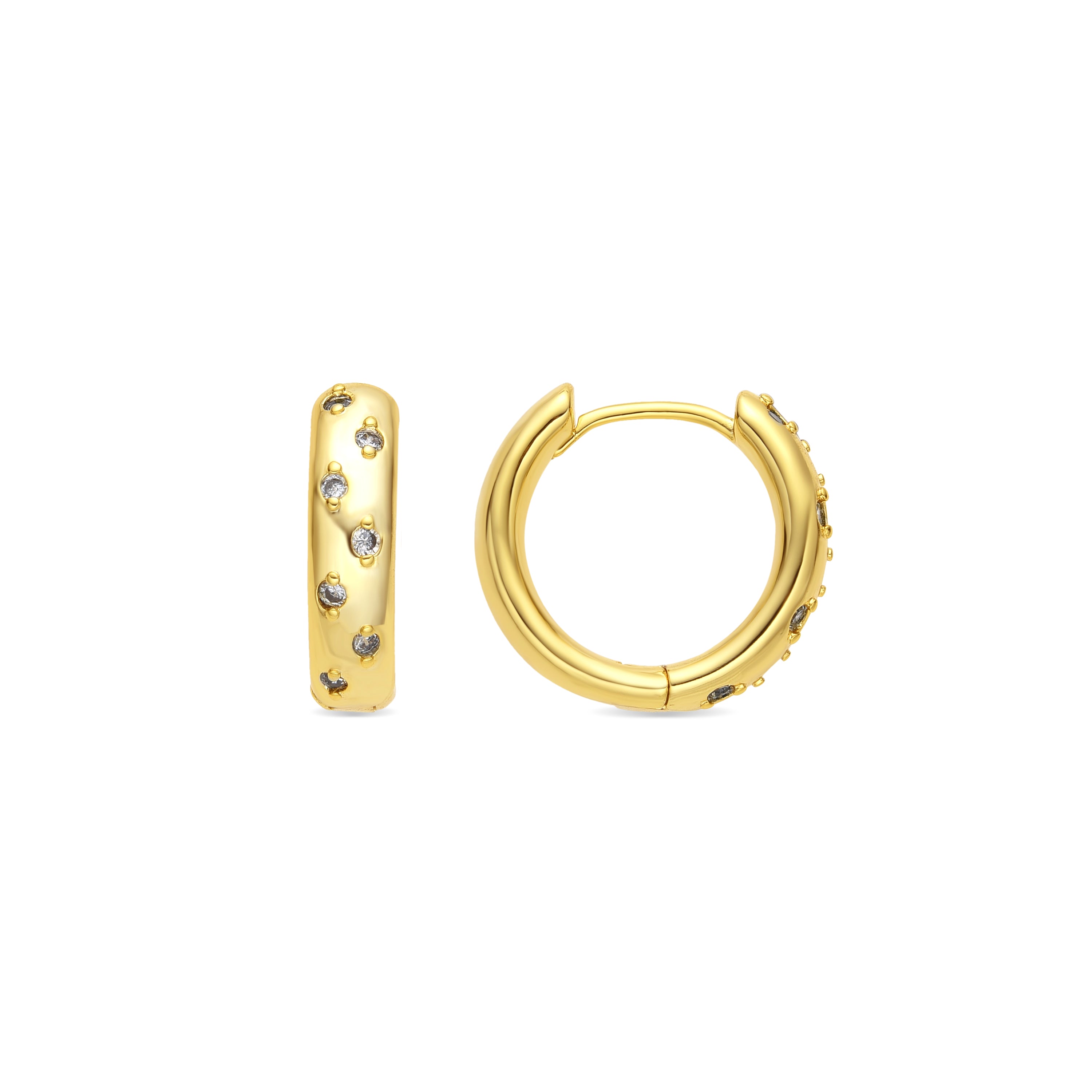 Boucles d'oreilles finition or jaune 18k et Zircone brillante - Yase