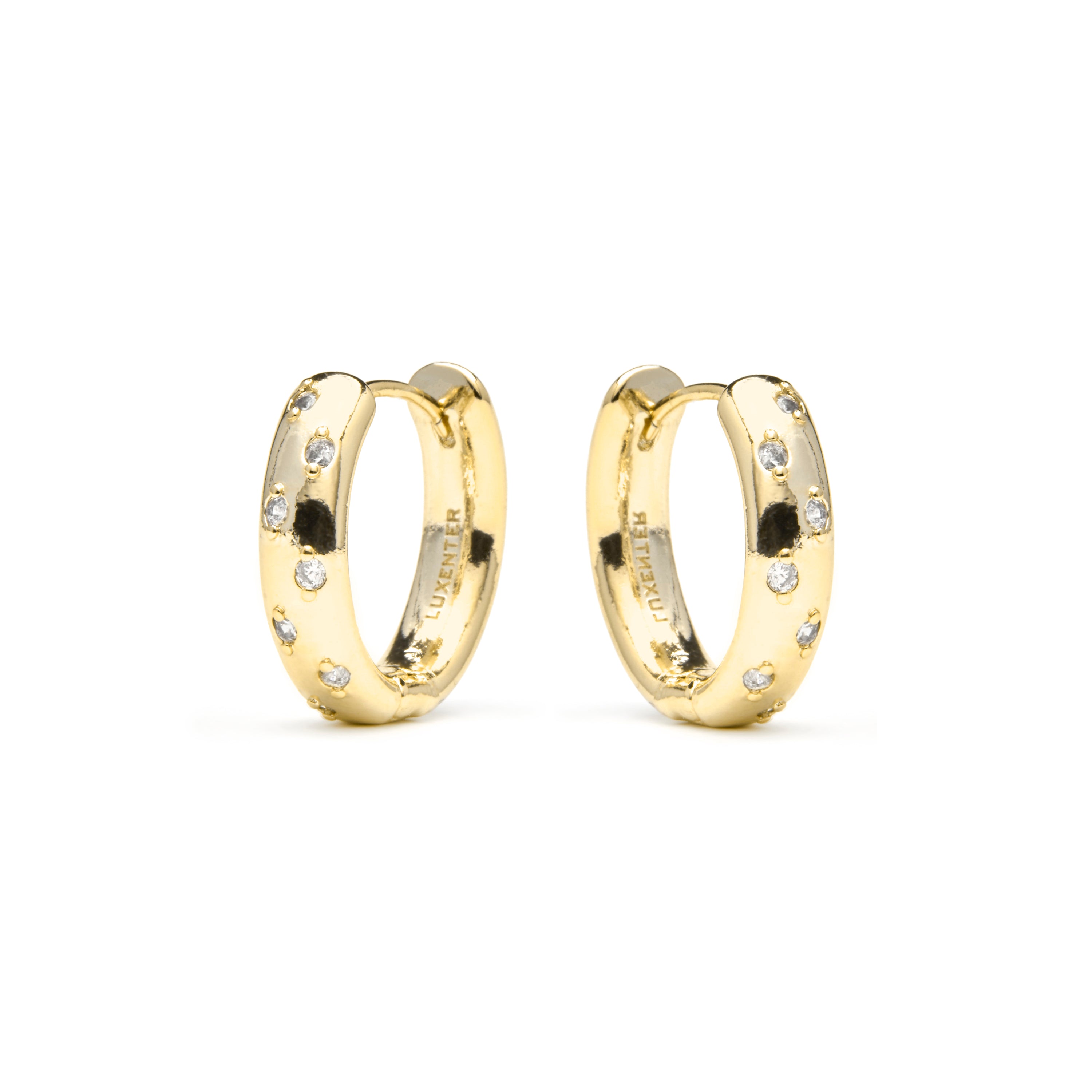 Boucles d'oreilles finition or jaune 18k et Zircone brillante - Yase