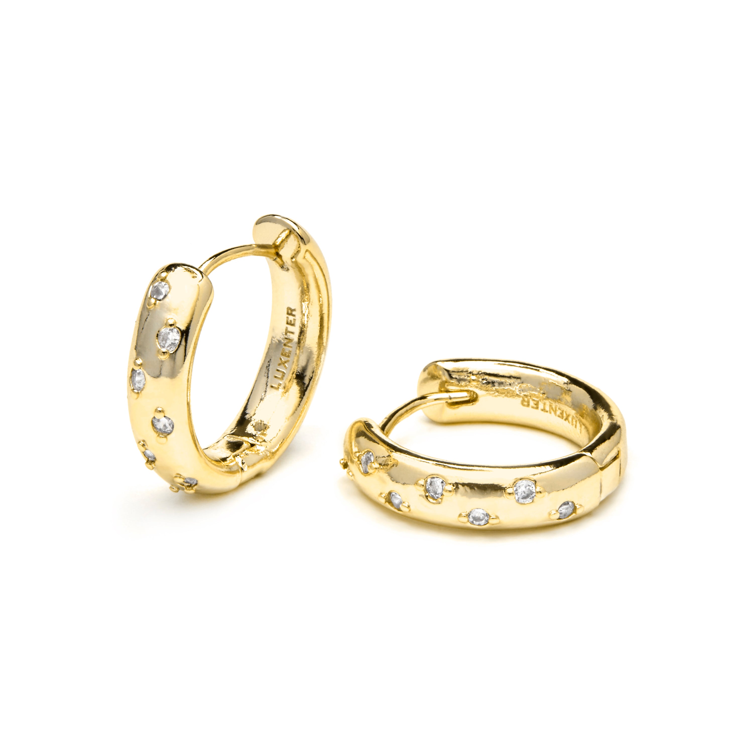 Boucles d'oreilles finition or jaune 18k et Zircone brillante - Yase