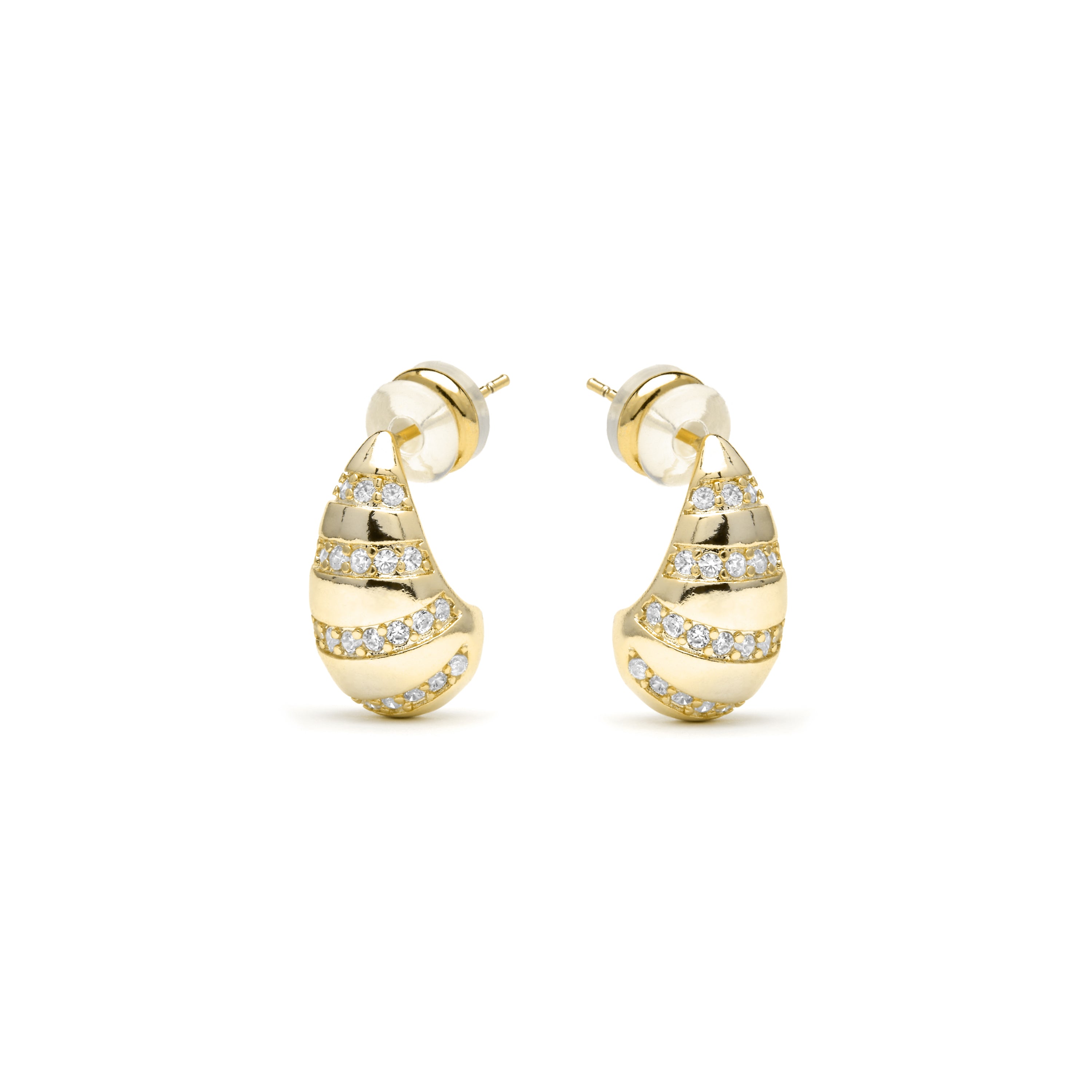 Boucles d'oreilles finition or jaune 18k et Zircon brillant - Thora