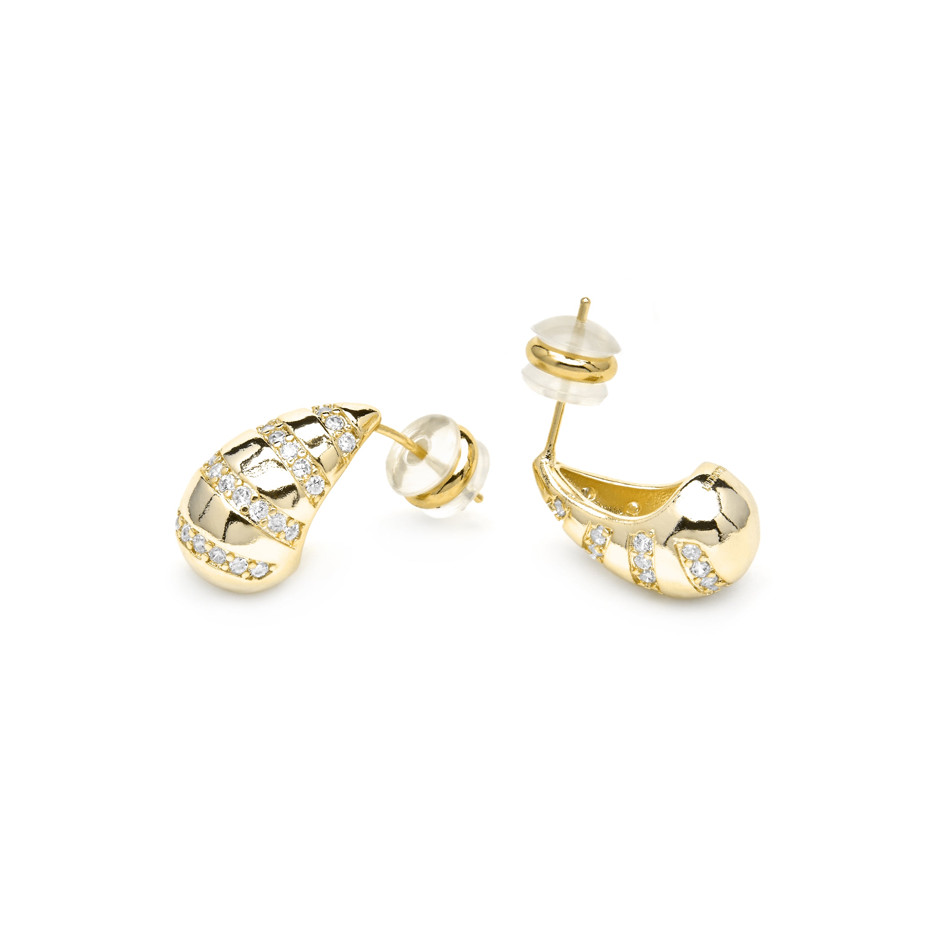 Boucles d'oreilles finition or jaune 18k et Zircon brillant - Thora
