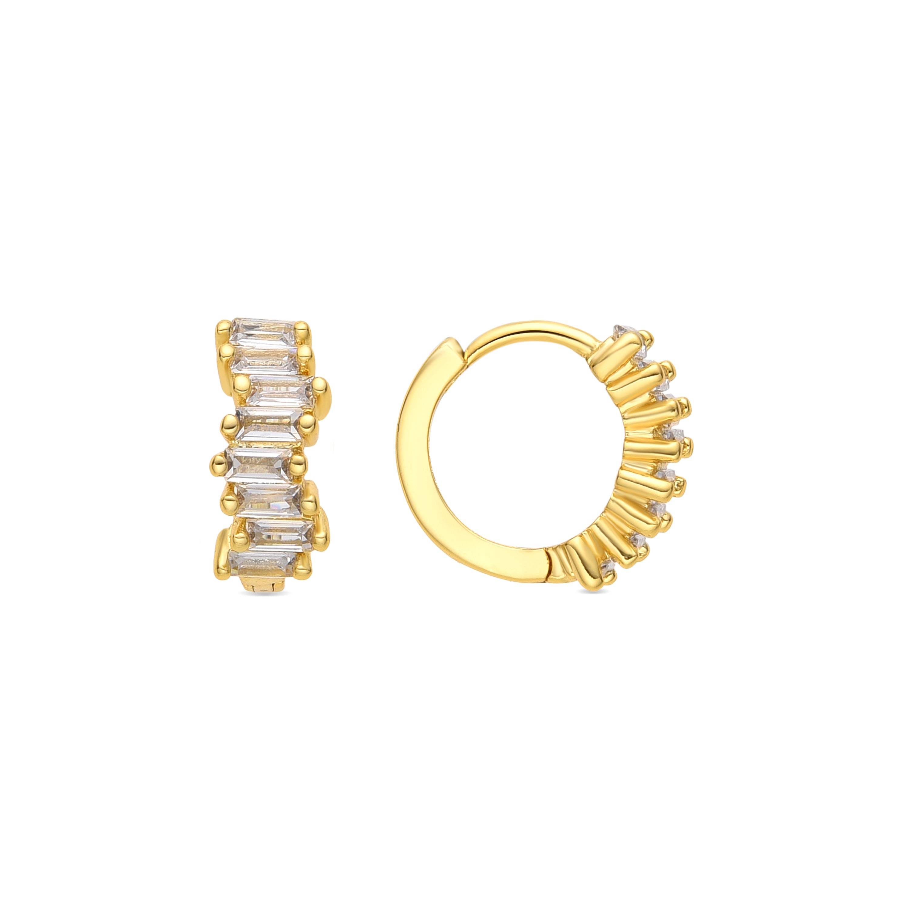 Brincos com acabamento em ouro amarelo de 18k e zircónia brilhante - Miokel