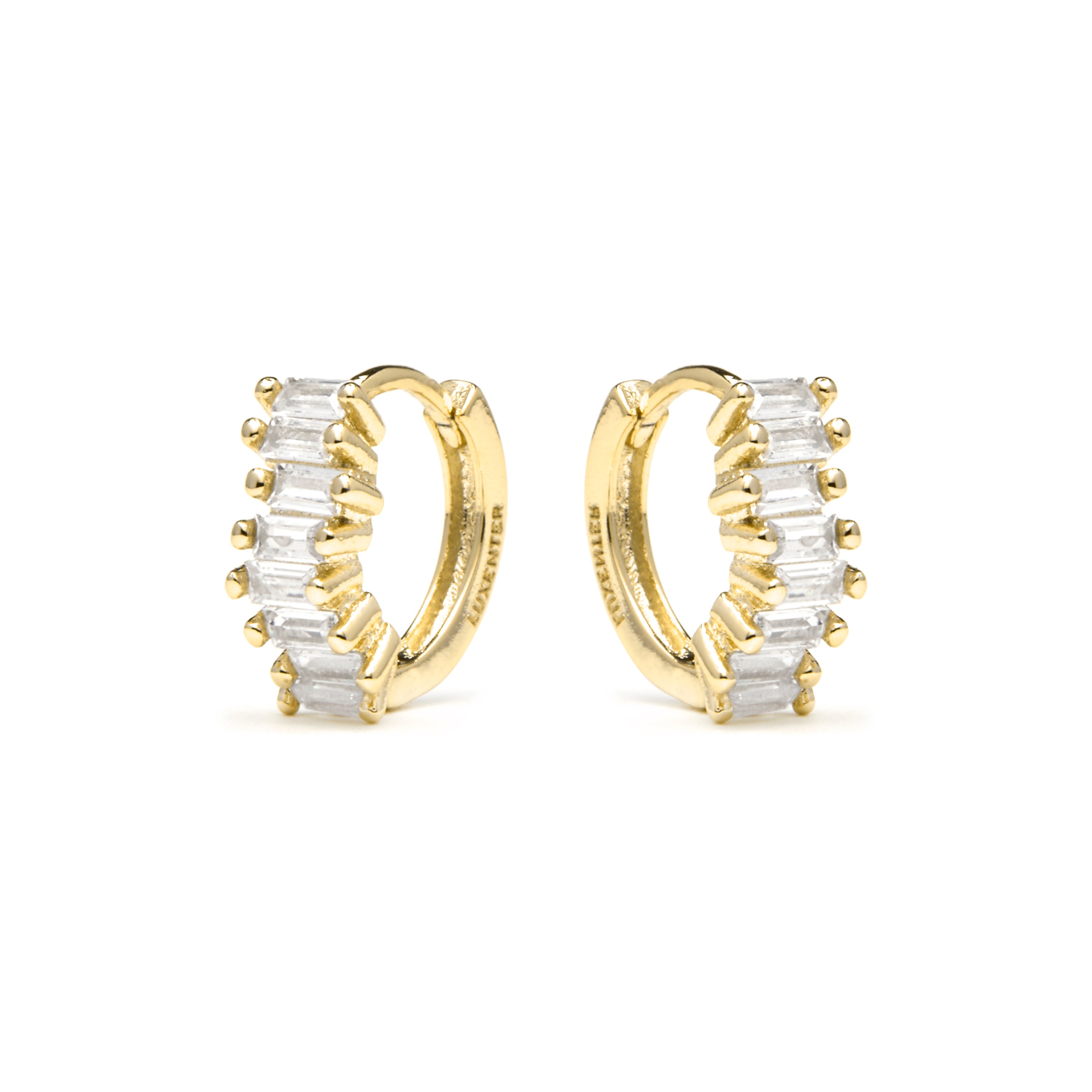 Brincos com acabamento em ouro amarelo de 18k e zircónia brilhante - Miokel