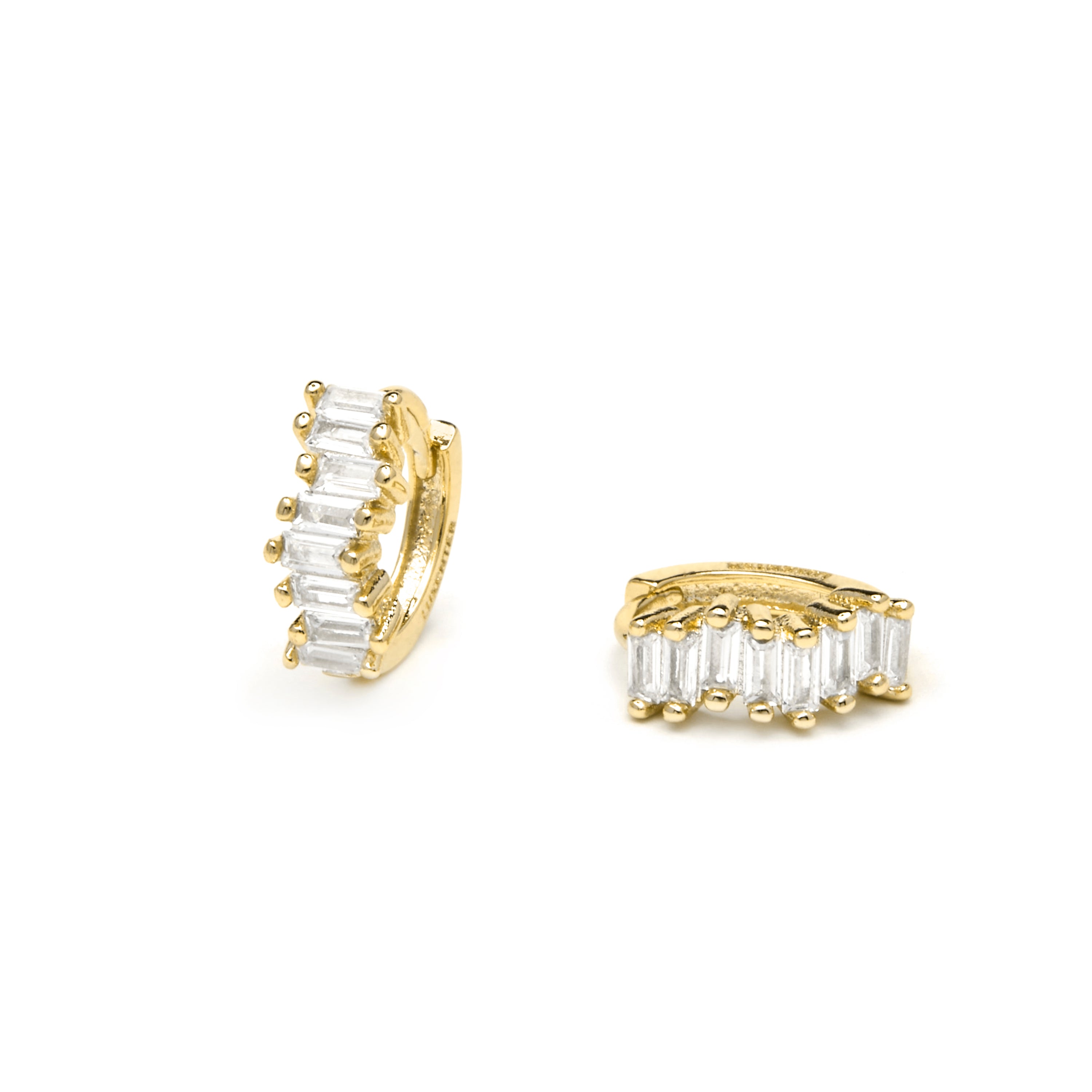 Brincos com acabamento em ouro amarelo de 18k e zircónia brilhante - Miokel
