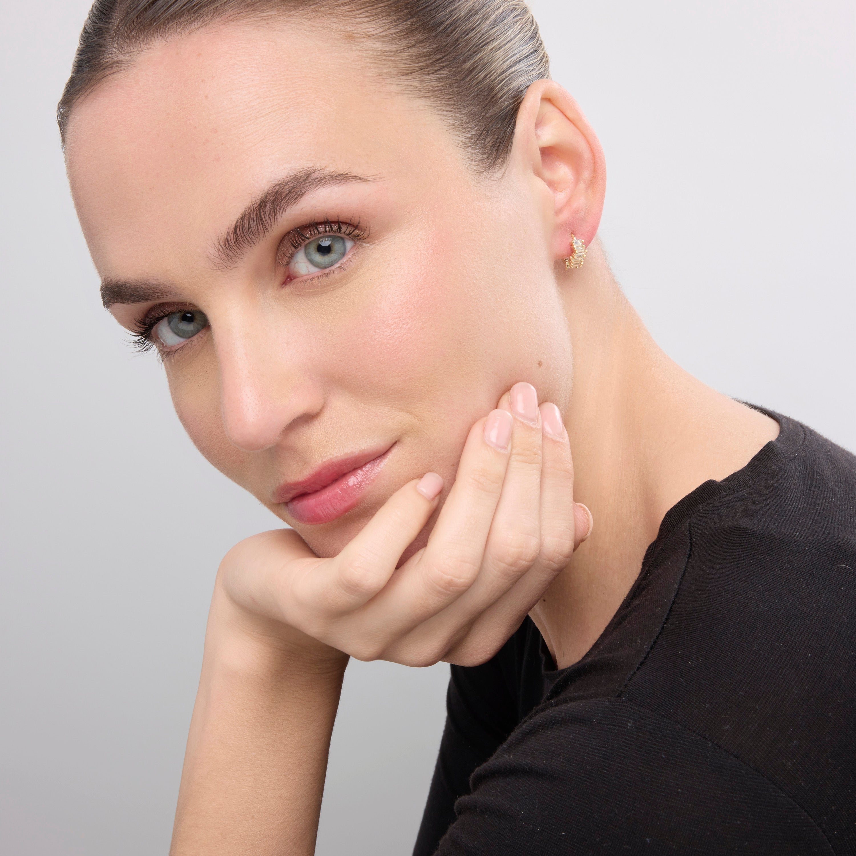 18k Yellow Gold Finished Earrings with Brilliant Zirconia - Miokel