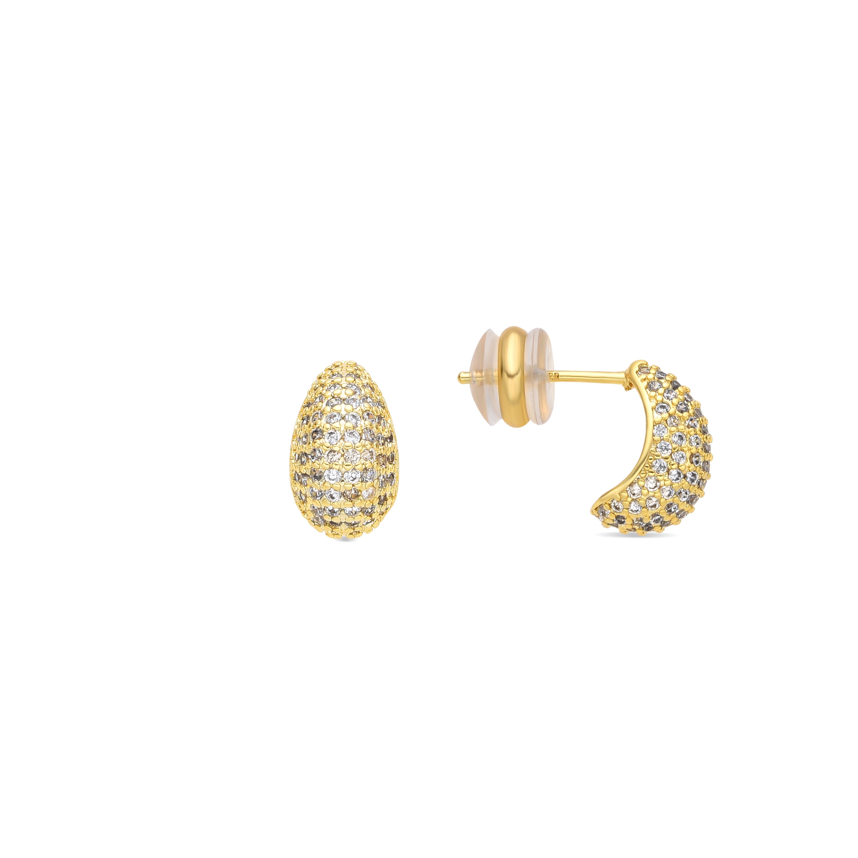 Boucles d'oreilles finition or jaune 18k et zircon brillant - Kincon
