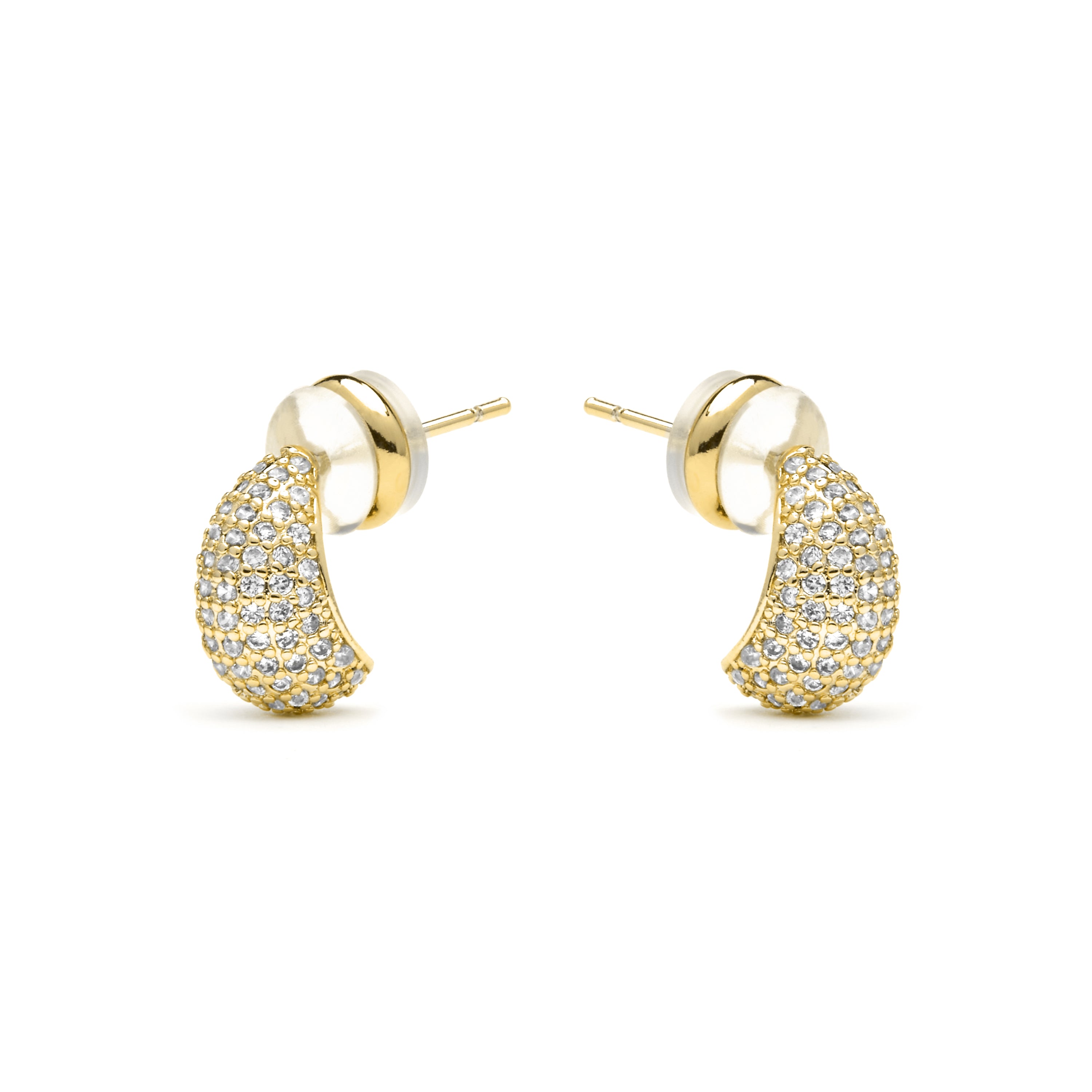 Boucles d'oreilles finition or jaune 18k et zircon brillant - Kincon