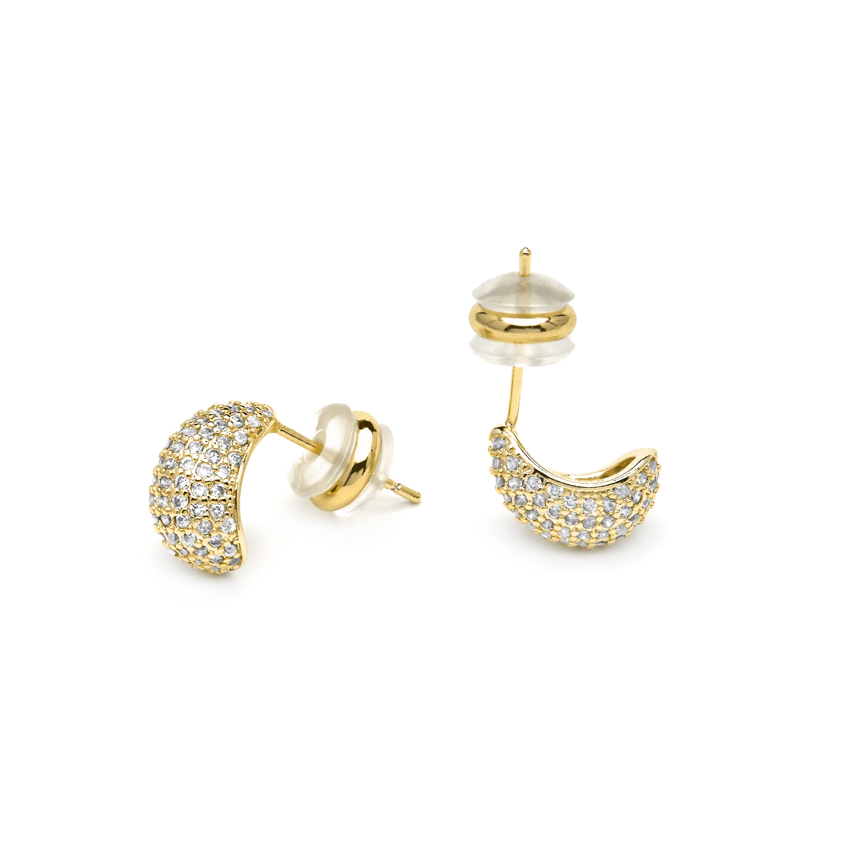 Boucles d'oreilles finition or jaune 18k et zircon brillant - Kincon