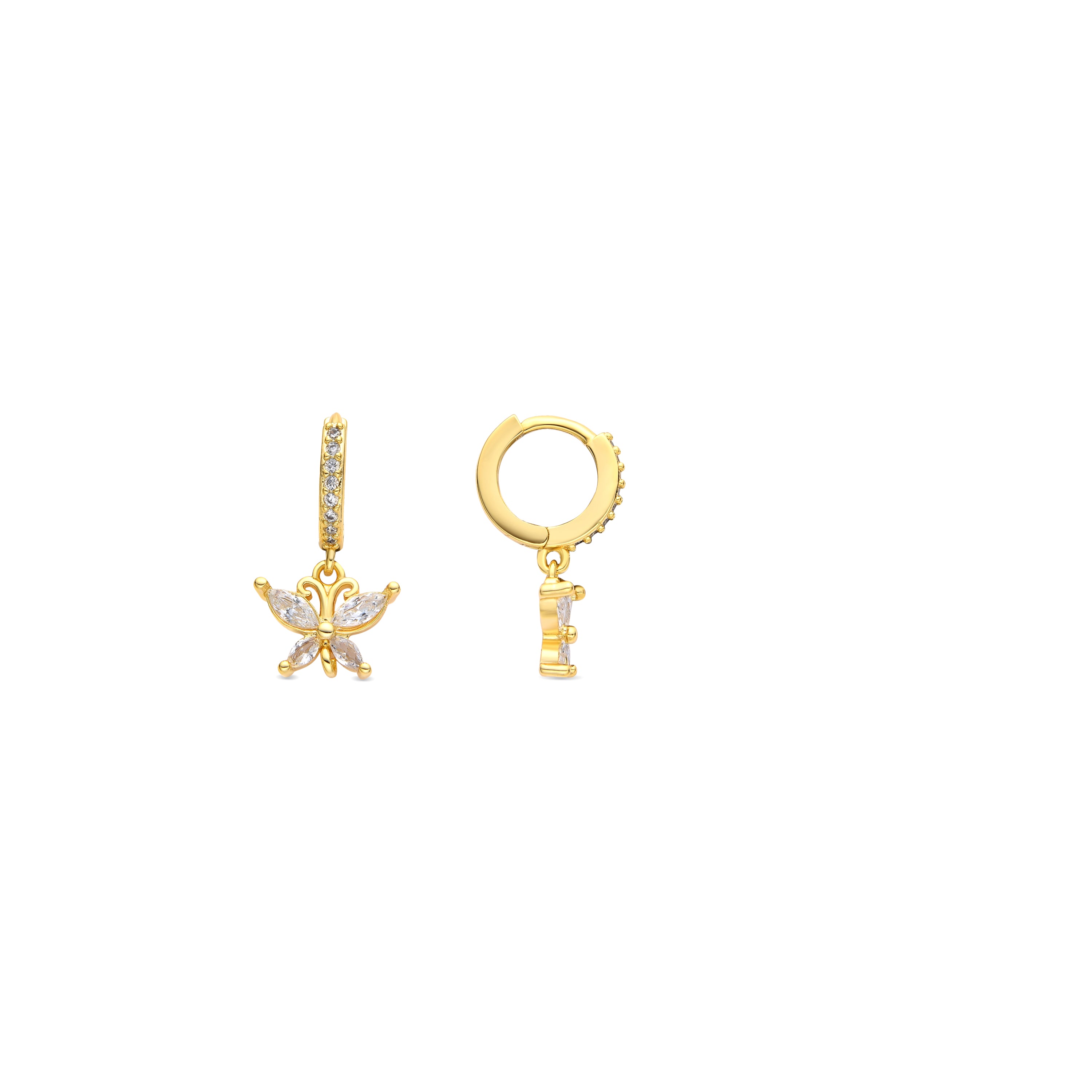 Boucles d'oreilles finition or jaune 18k et Zircone brillante - Zare