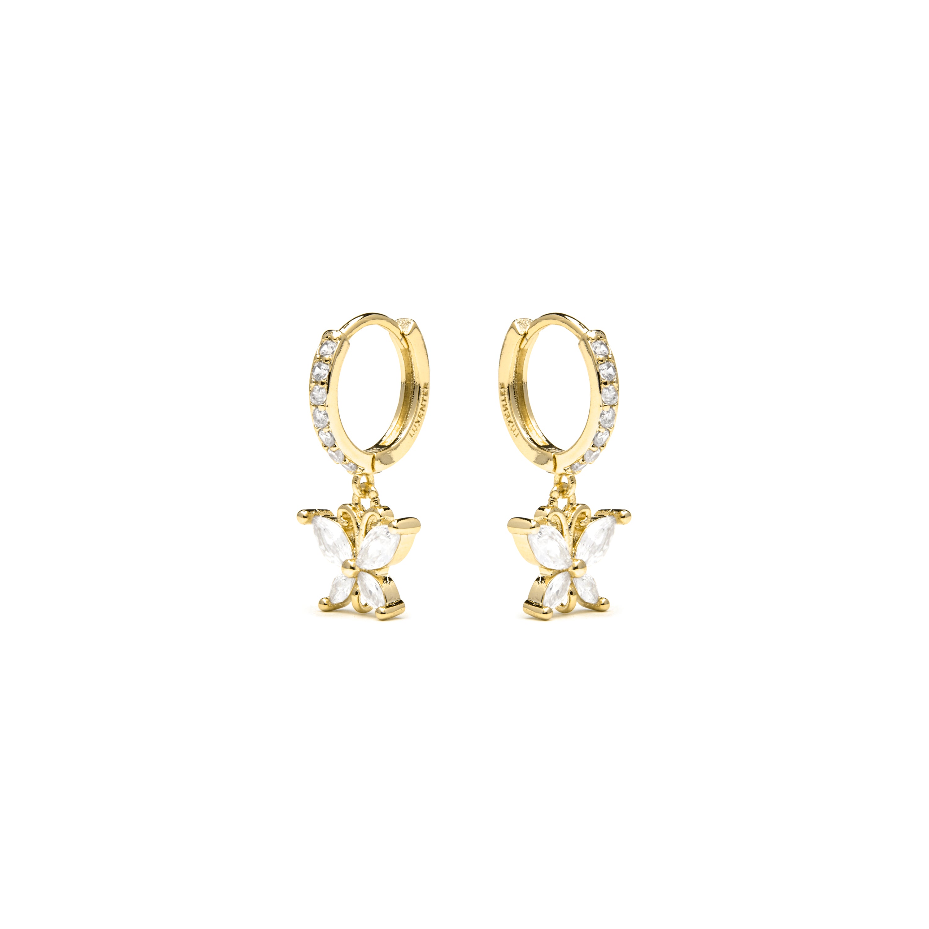 Boucles d'oreilles finition or jaune 18k et Zircone brillante - Zare