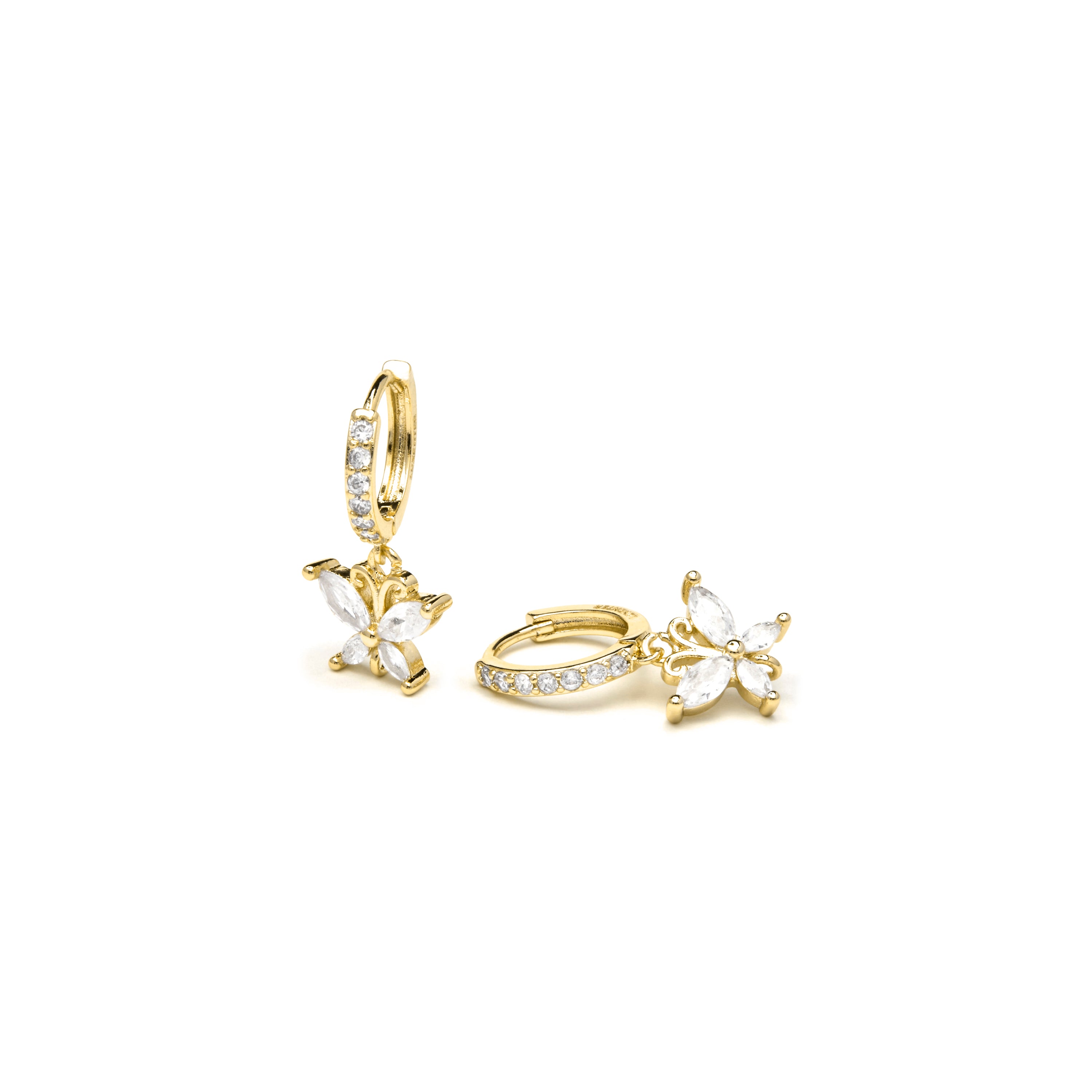 Boucles d'oreilles finition or jaune 18k et Zircone brillante - Zare