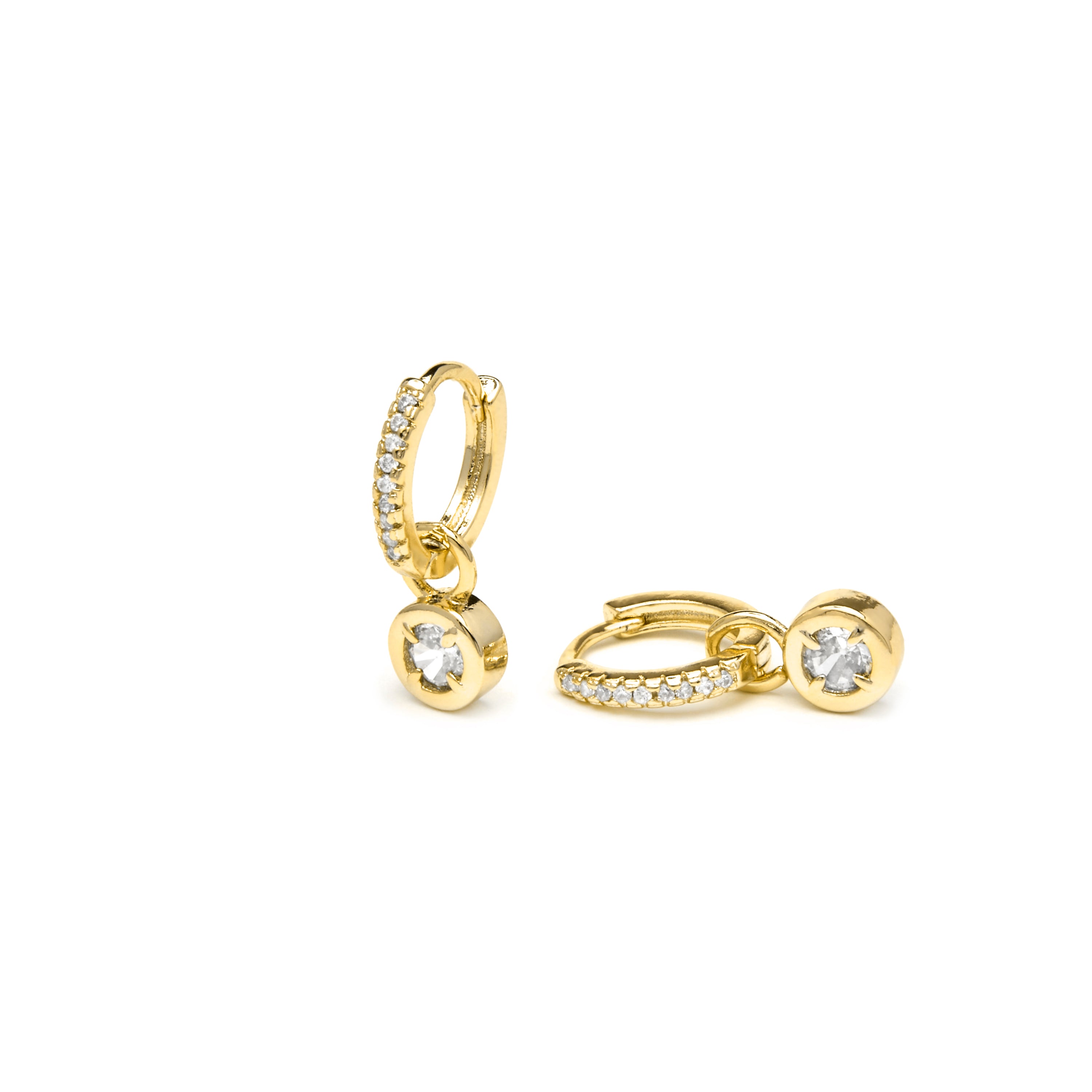 18k Yellow Gold Finished Earrings with Brilliant Zirconia - Yacoss