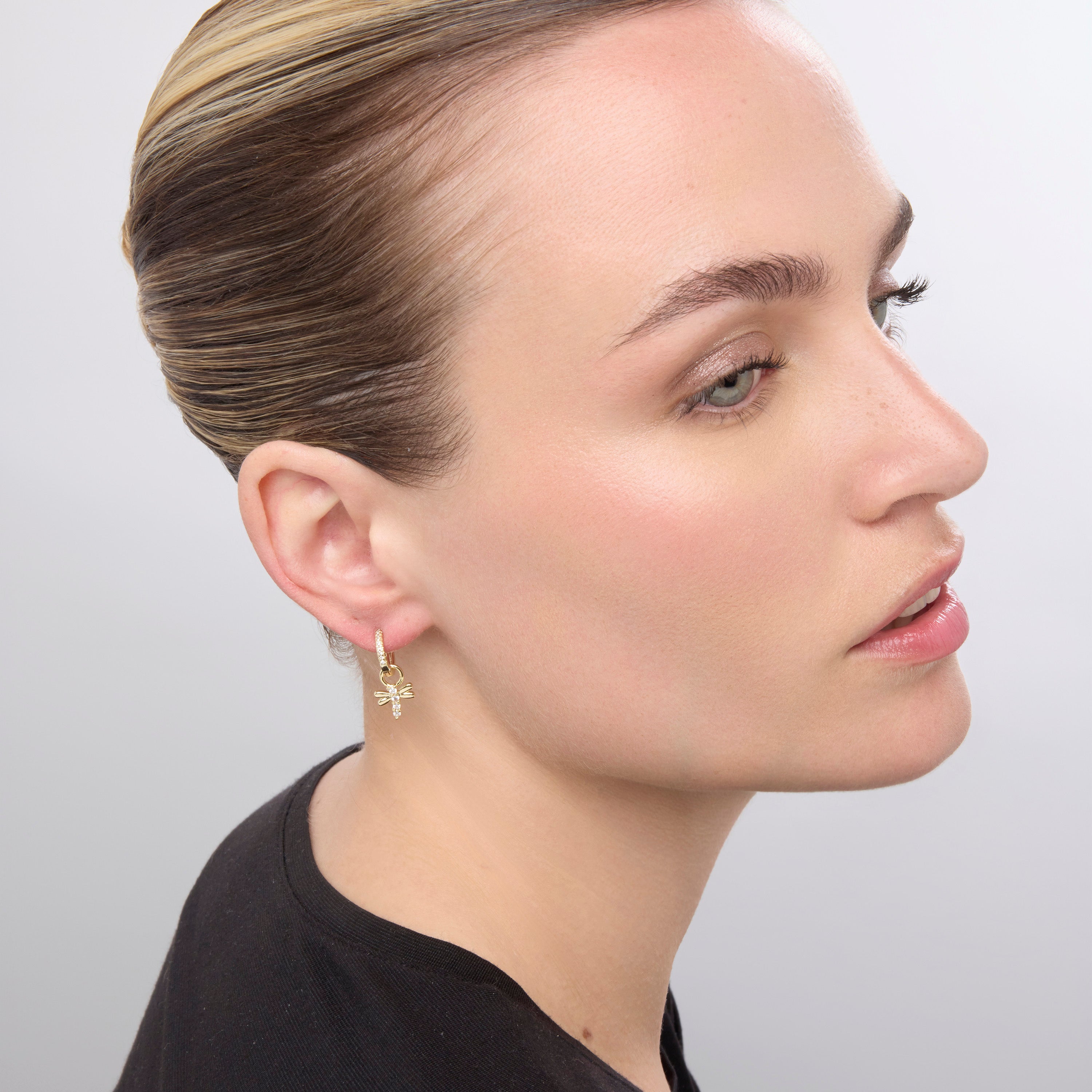 18k Yellow Gold Finished Earrings with Brilliant Zirconia - Jukel