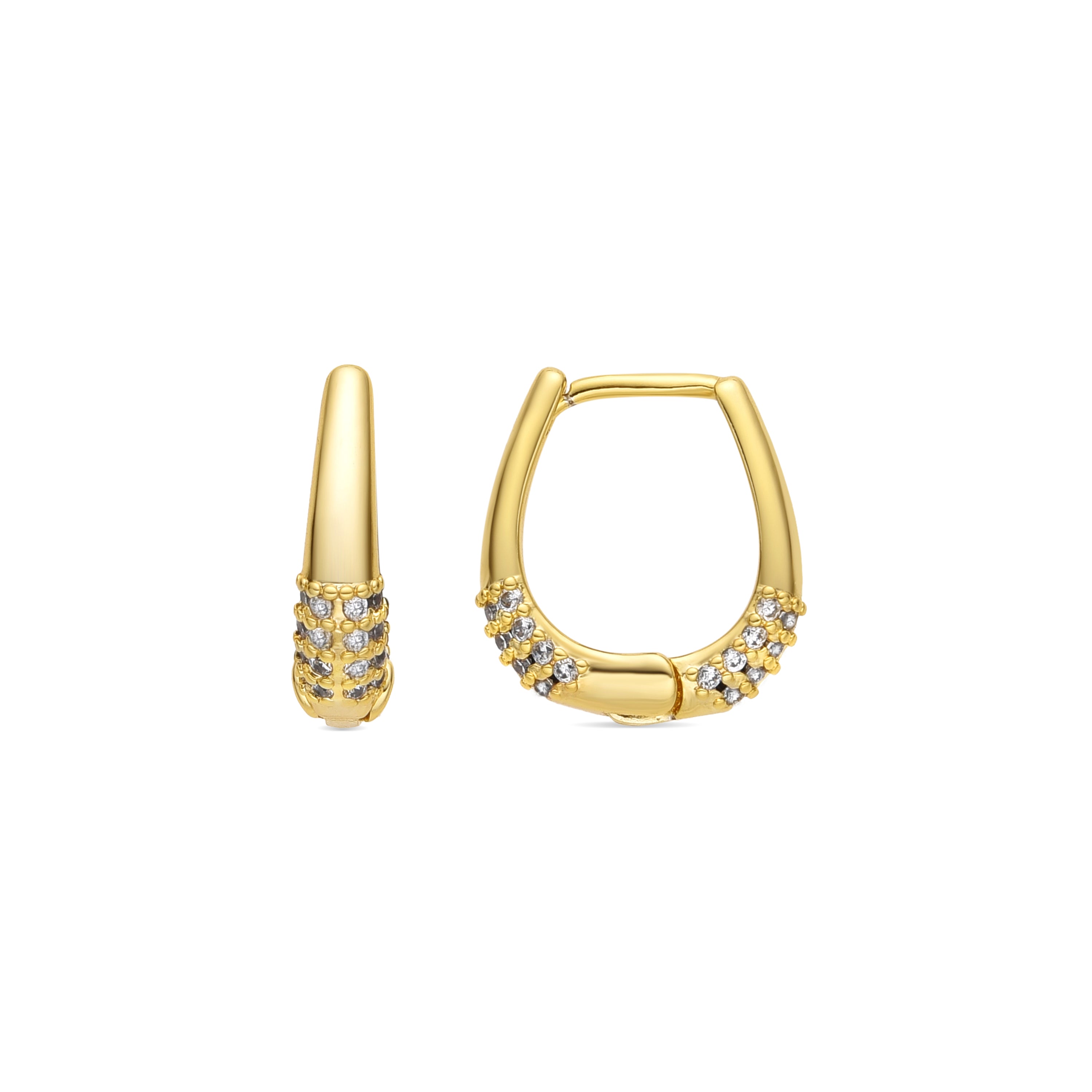 Boucles d'oreilles finition or jaune 18k et Zircon brillant - Redi