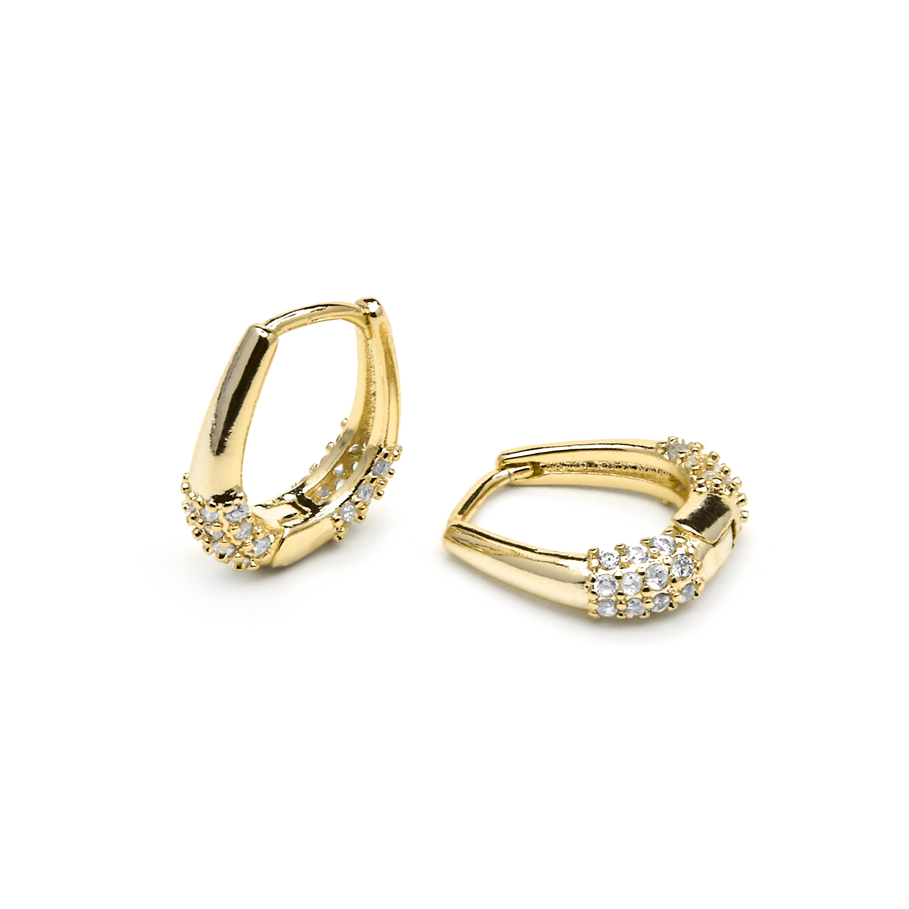 Boucles d'oreilles finition or jaune 18k et Zircon brillant - Redi
