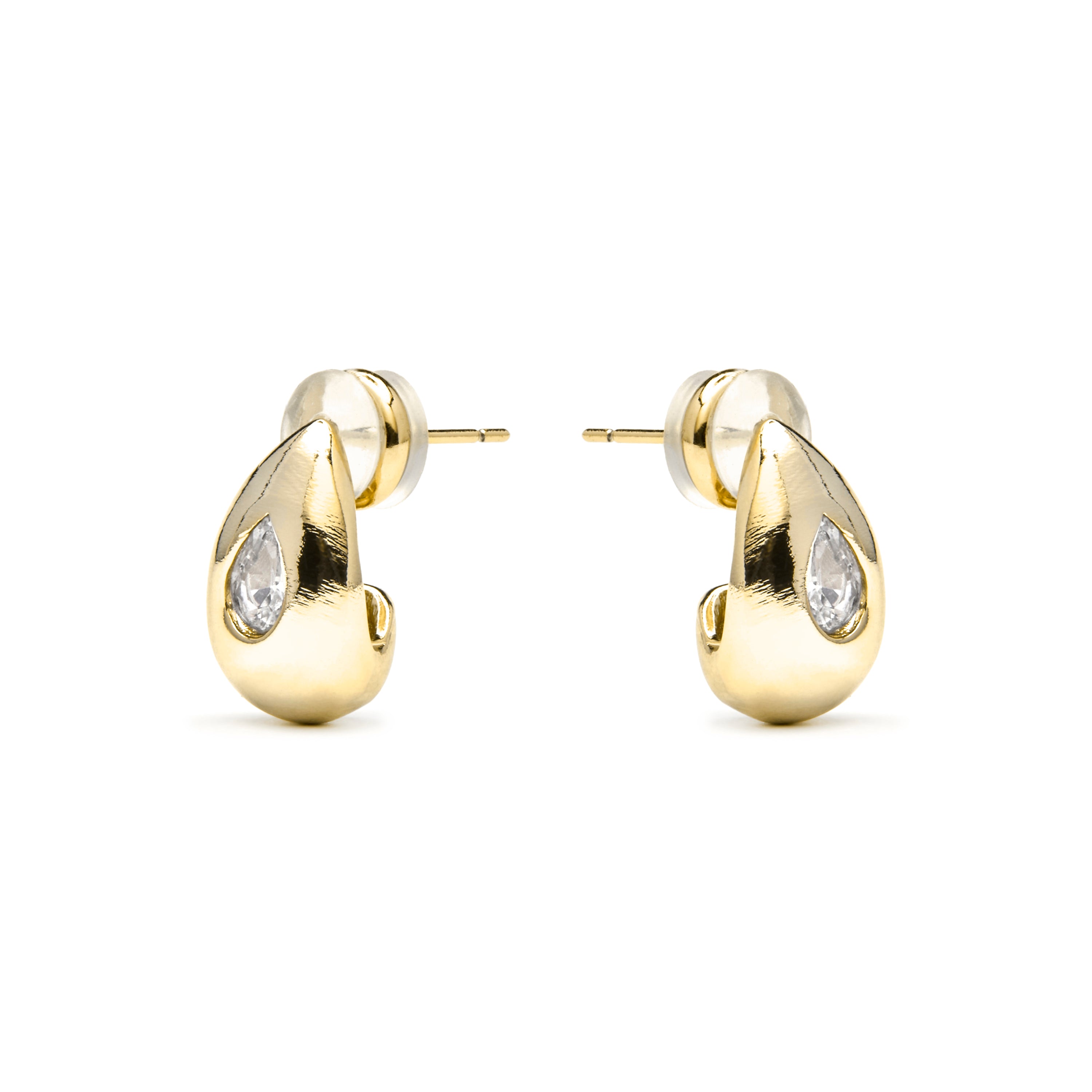 Brincos com acabamento em ouro amarelo de 18k e zircónia brilhante - Garai