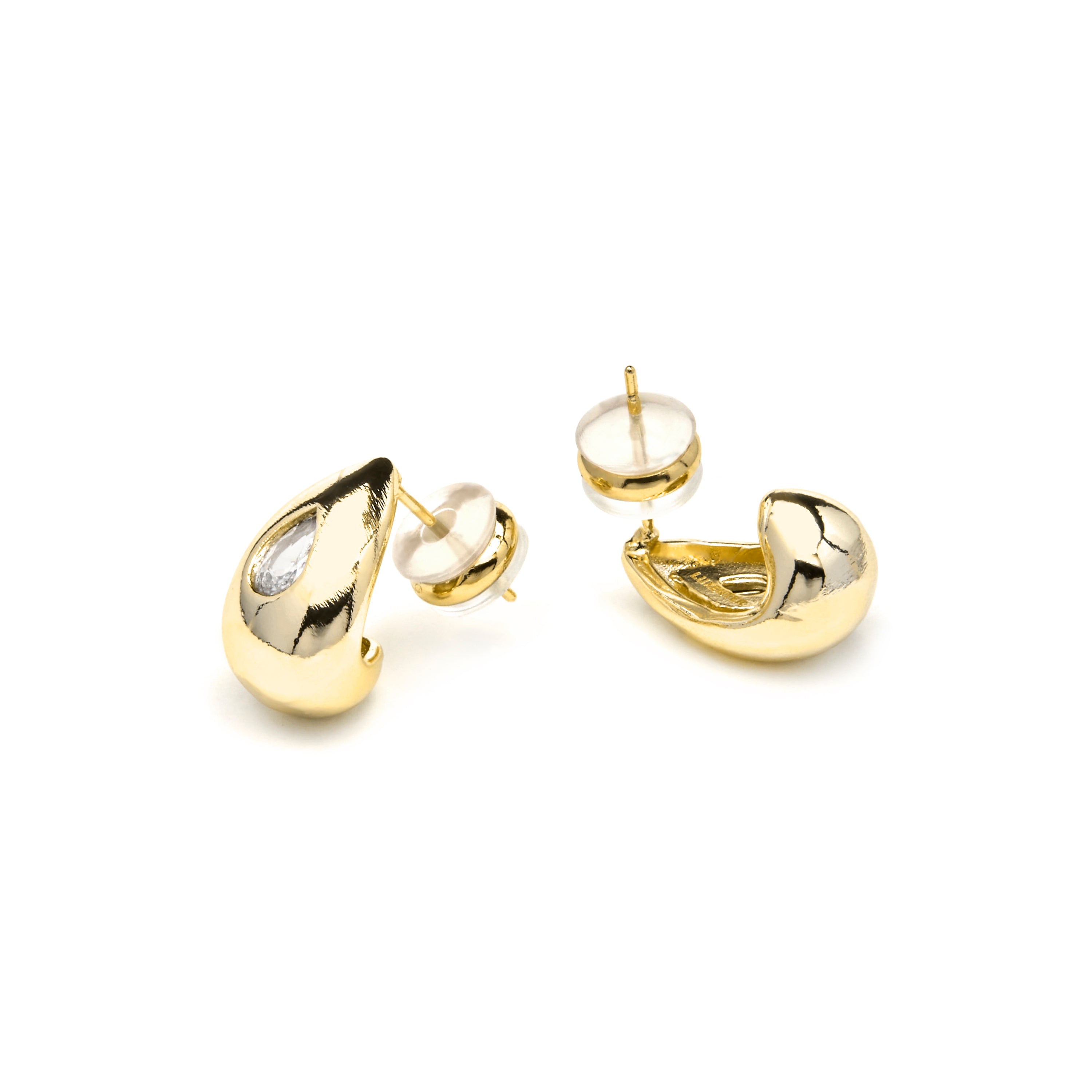 Brincos com acabamento em ouro amarelo de 18k e zircónia brilhante - Garai