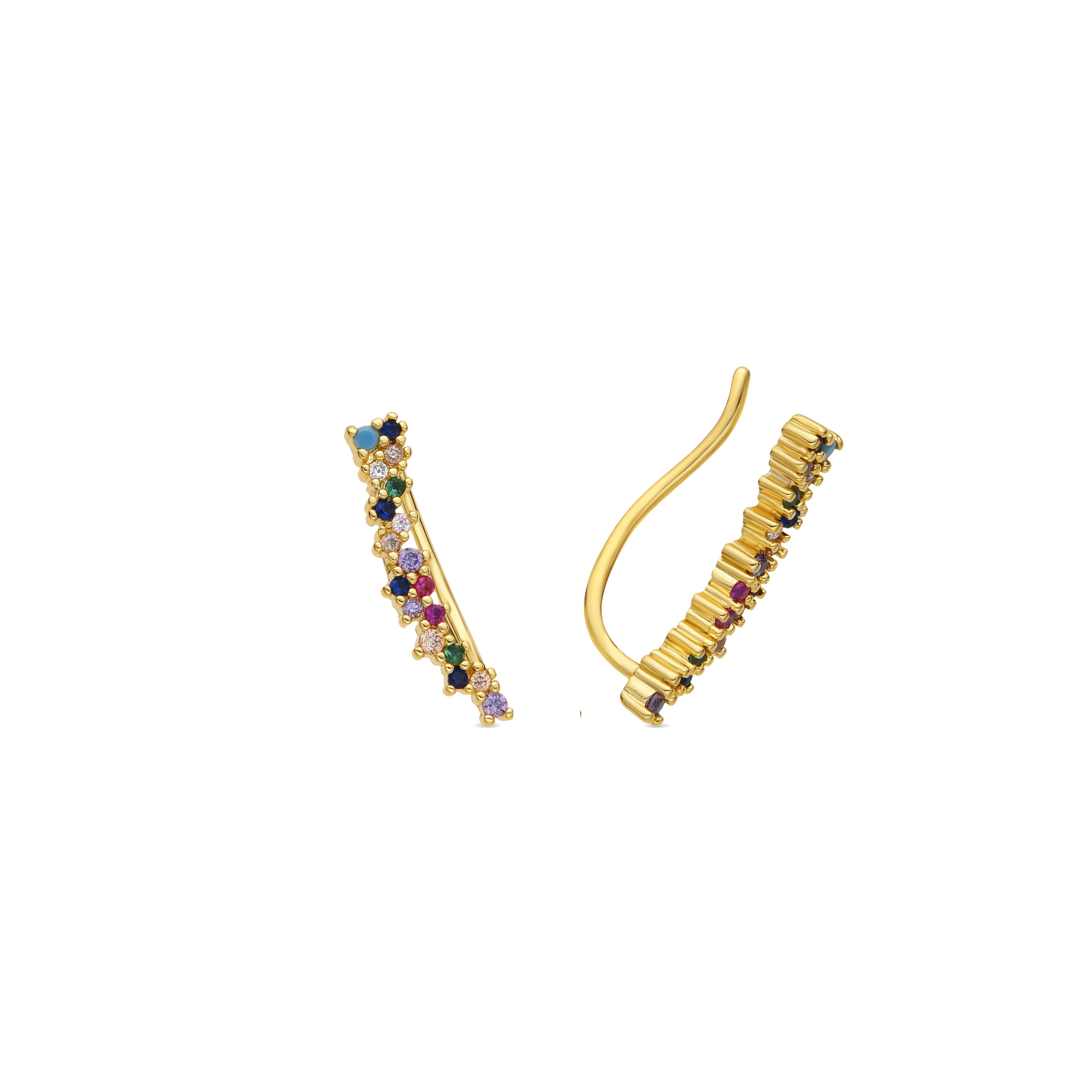 Ohrringe aus 18k Gelbgold mit mehrfarbigen Zirkonia - Yionli