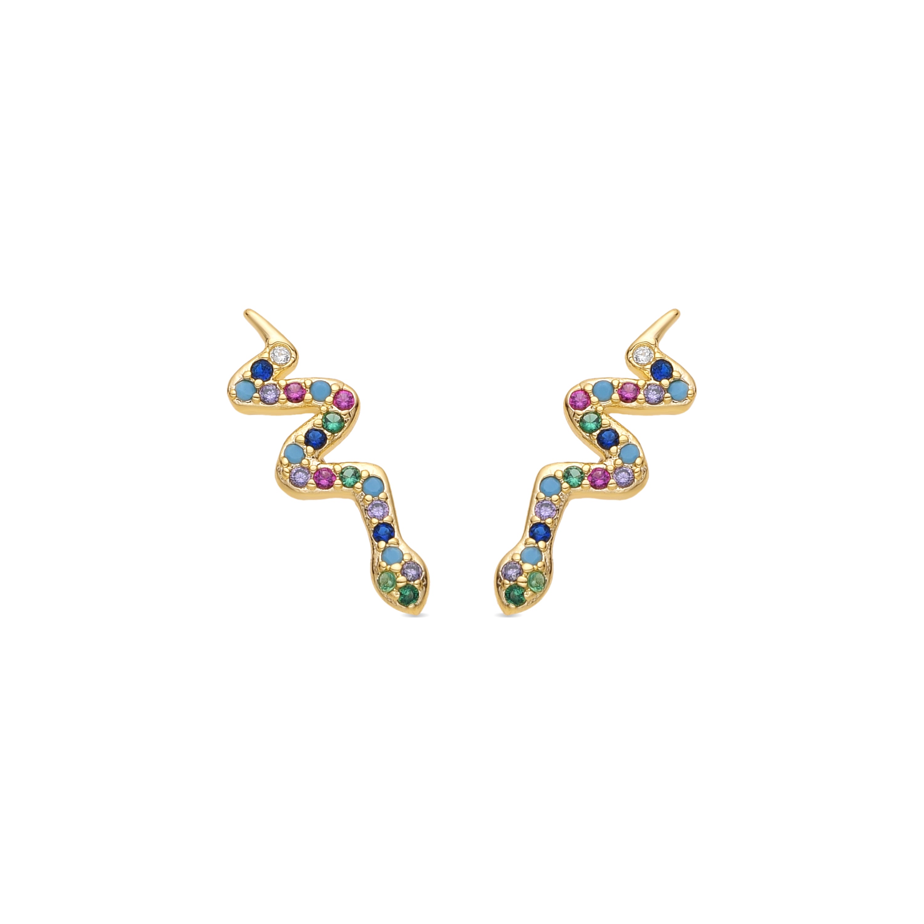 Pendentes acabamento em ouro amarelo de 18k e zircónia multicolor - Orksad