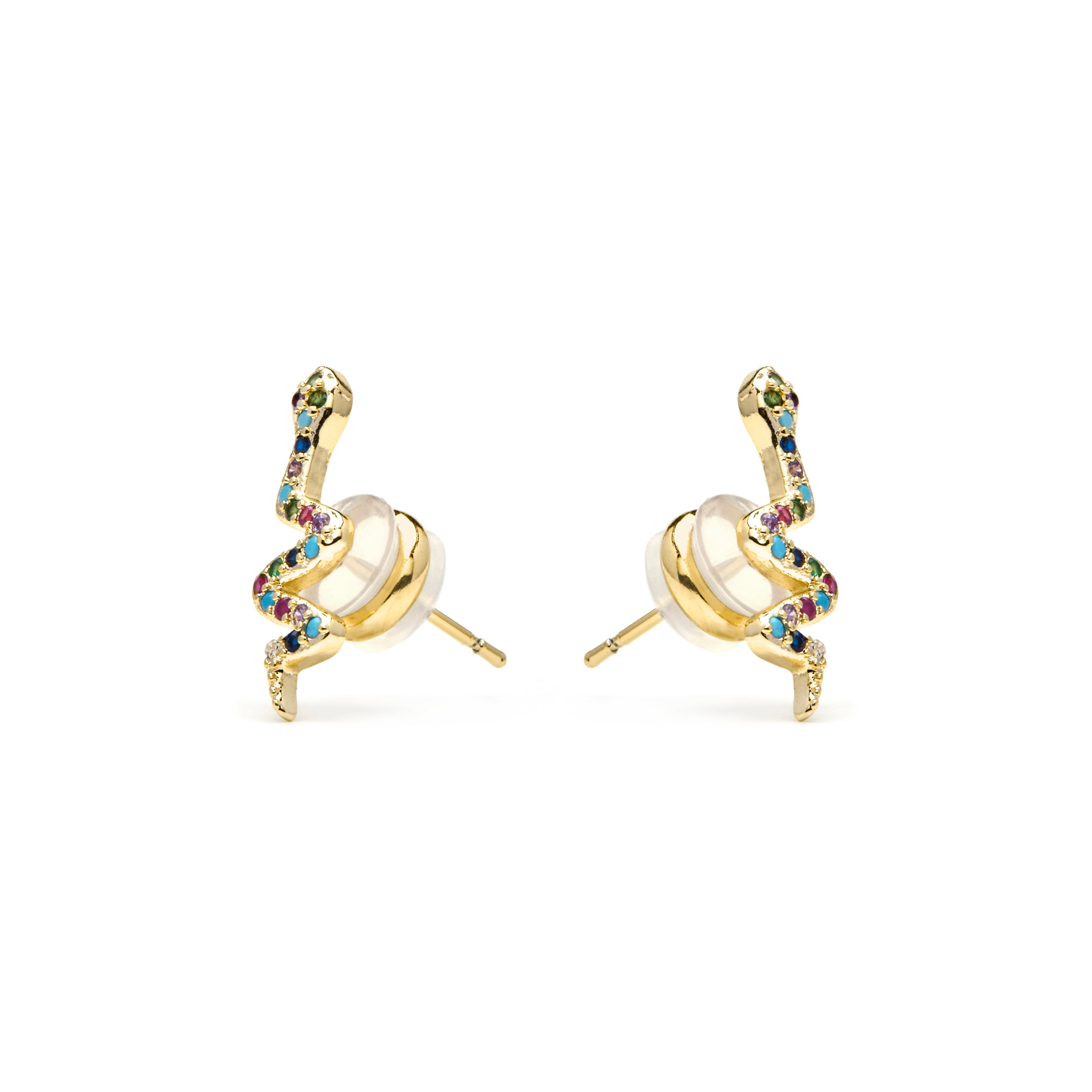 Pendentes acabamento em ouro amarelo de 18k e zircónia multicolor - Orksad