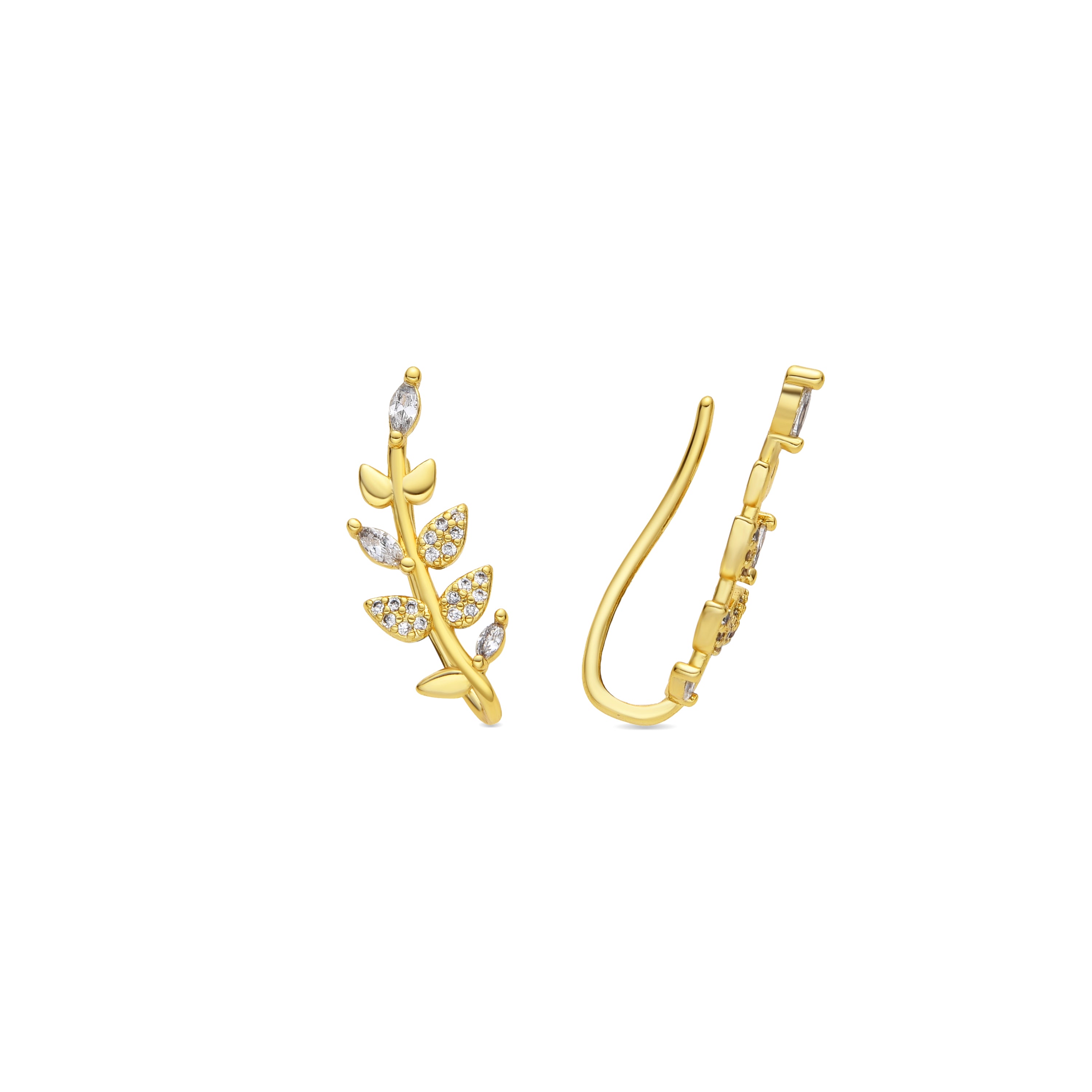 18k Yellow Gold Finished Earrings with Brilliant Zirconia - Sudceo