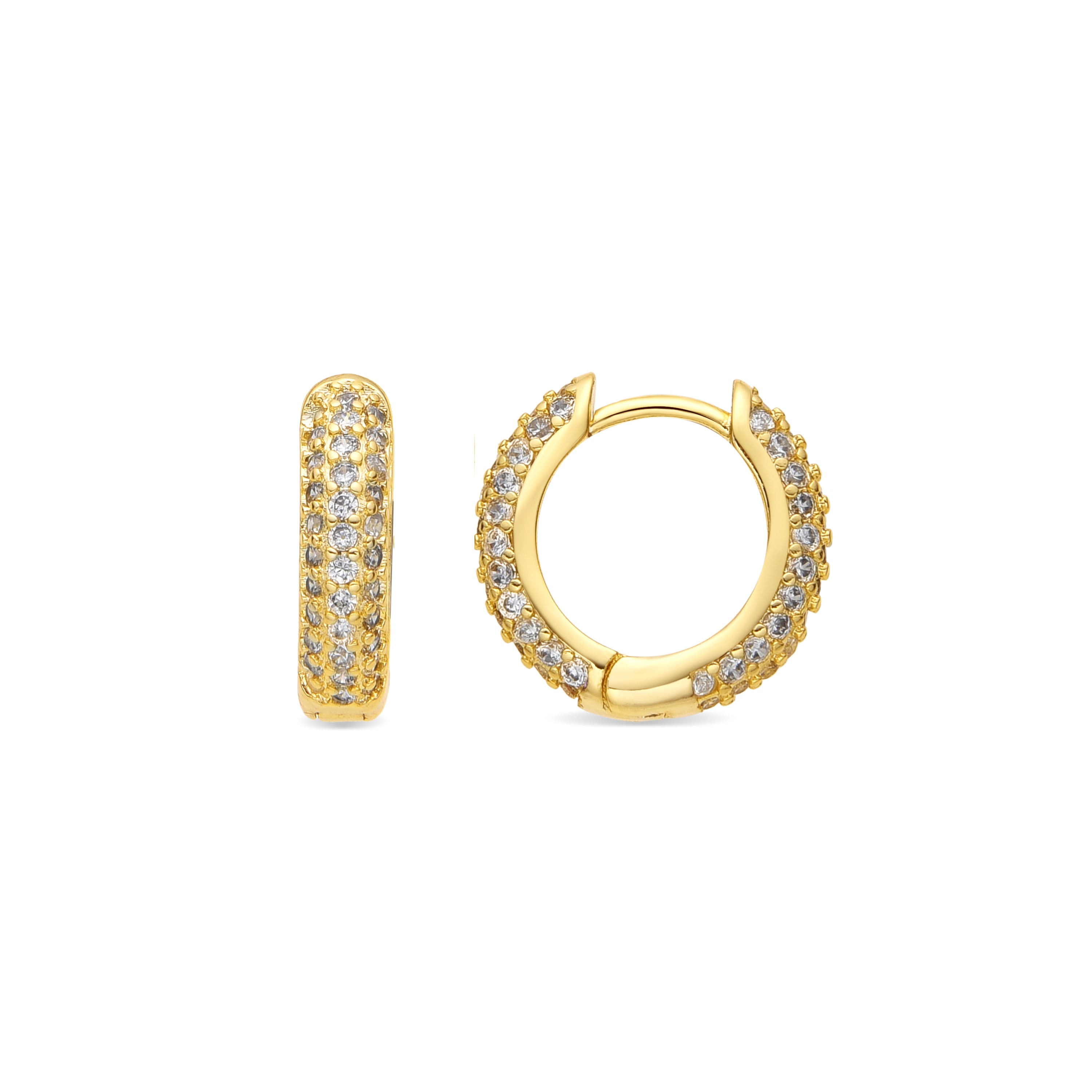 Ohrringe mit 9mm Durchmesser, 18k Gelbgold-Finish mit Zirkonia - Lesrat