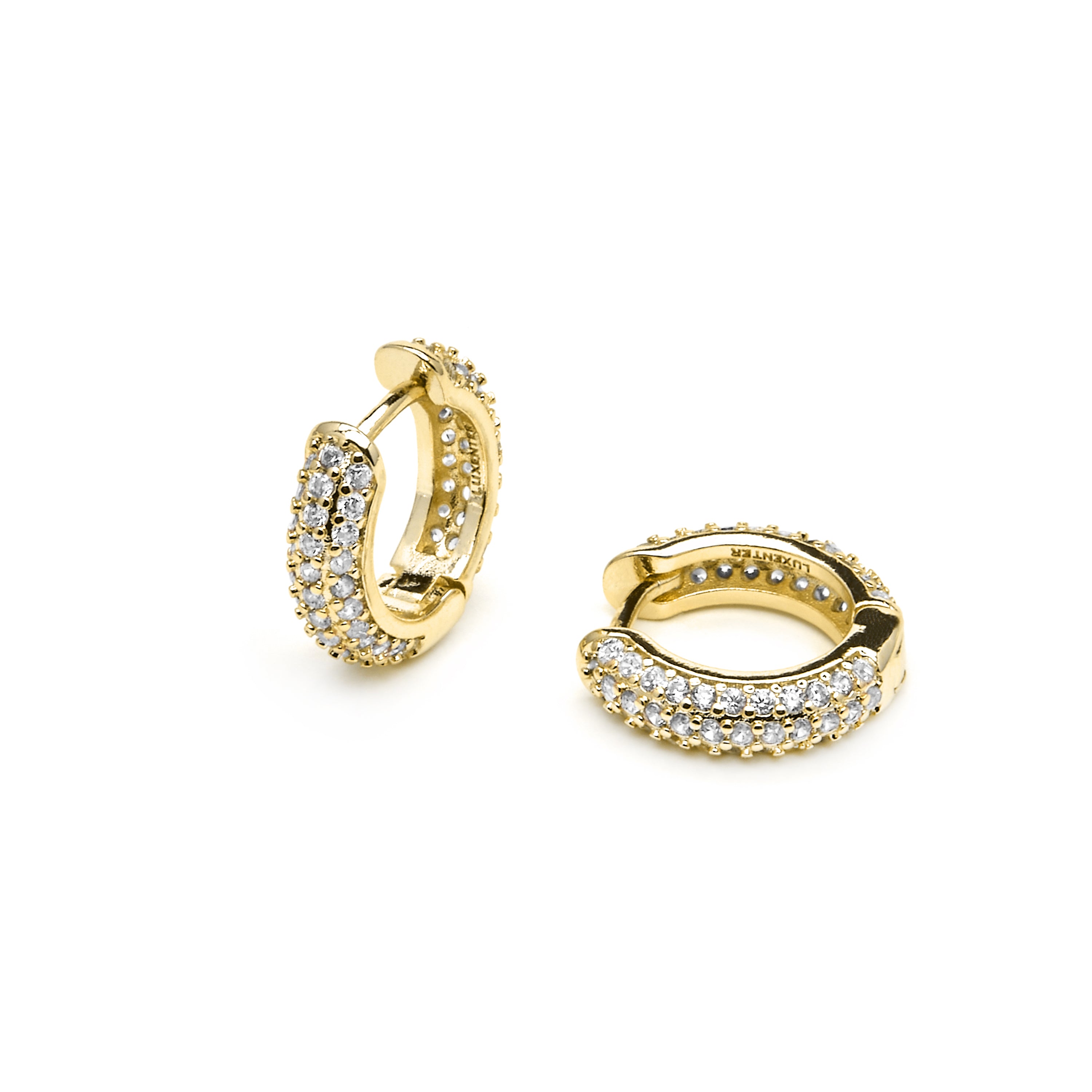 Ohrringe mit 9mm Durchmesser, 18k Gelbgold-Finish mit Zirkonia - Lesrat