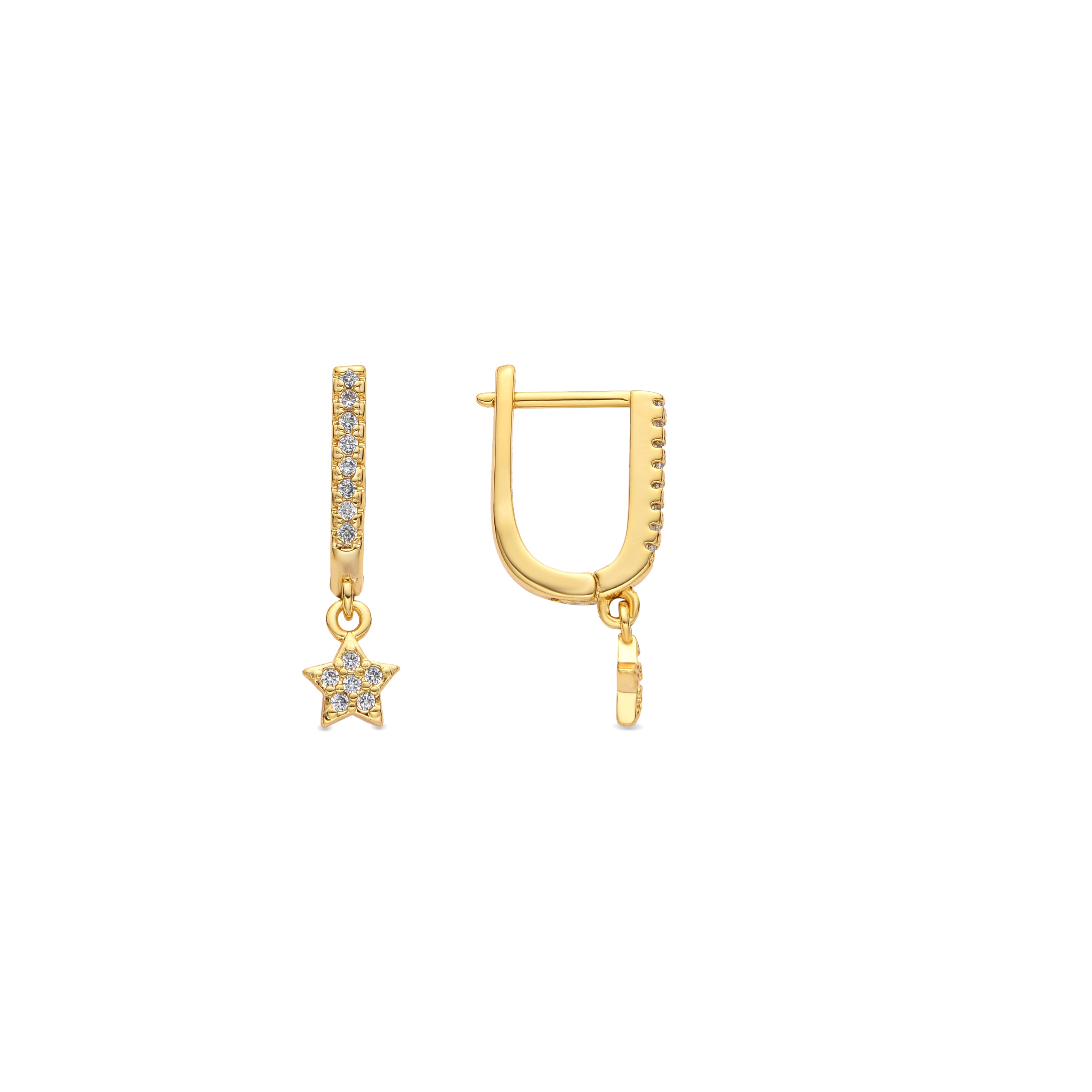 Orecchini in oro giallo 18k e Zirconia Cubica - Sasai