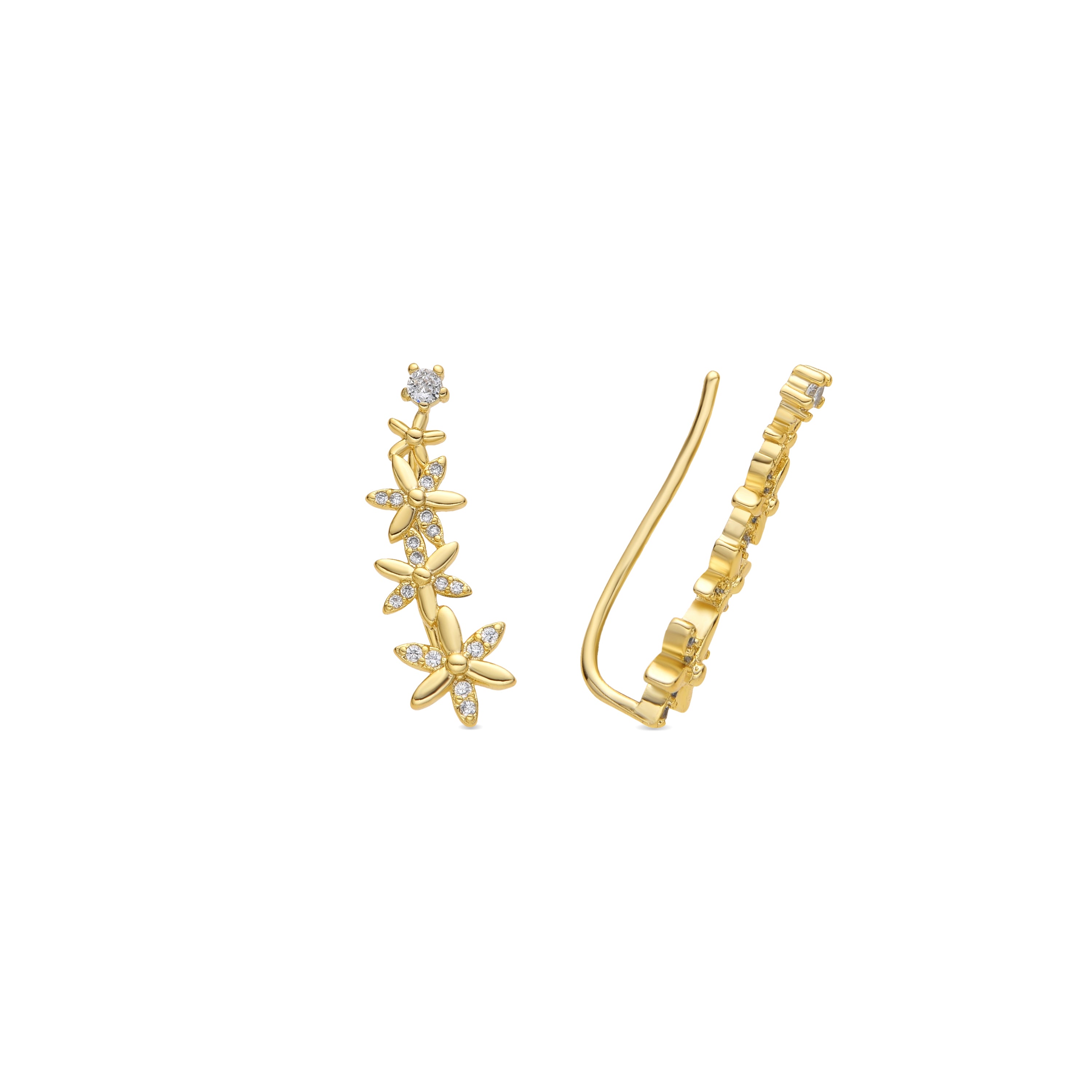 18k Yellow Gold Finished Earrings with Brilliant Zirconia - Anah