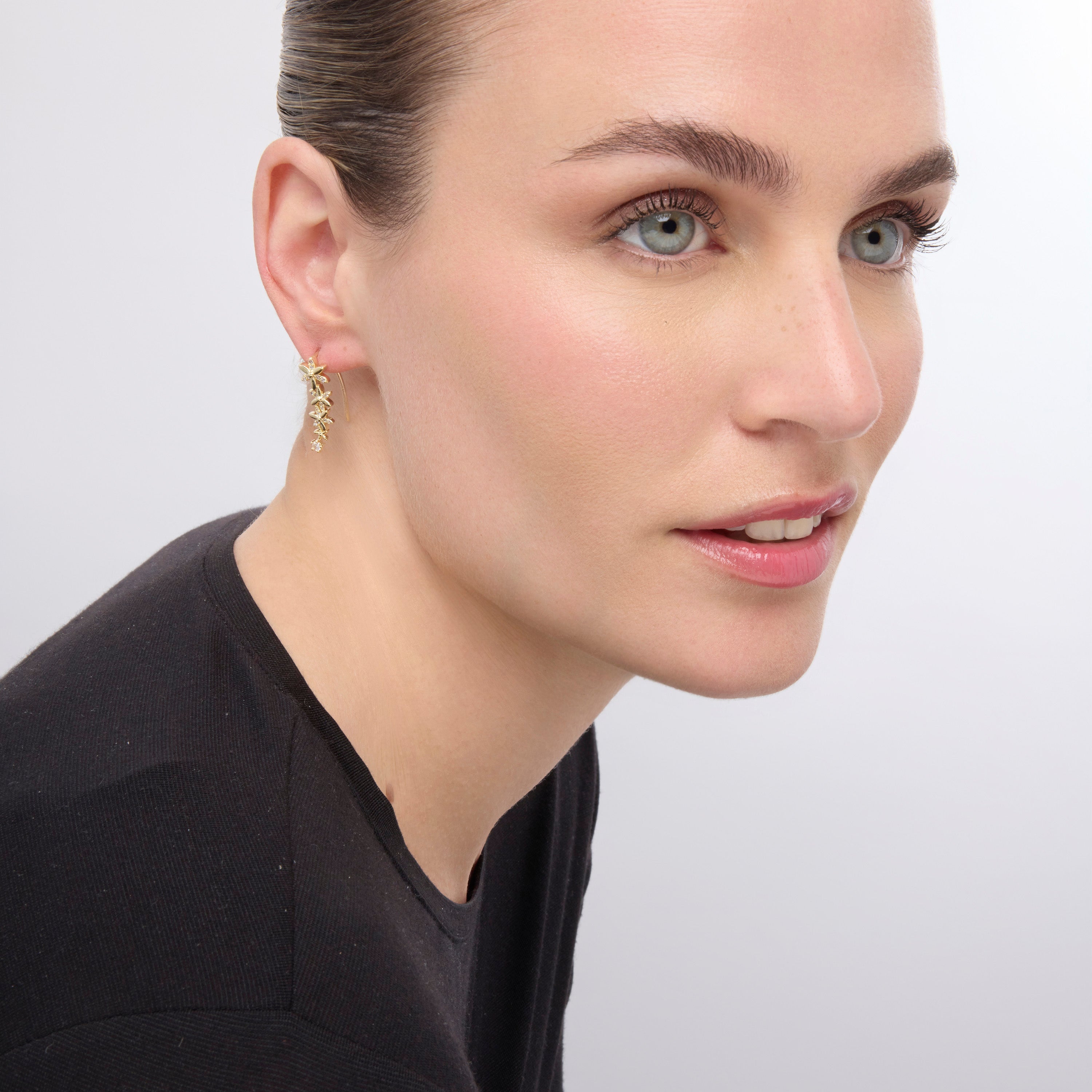18k Yellow Gold Finished Earrings with Brilliant Zirconia - Anah