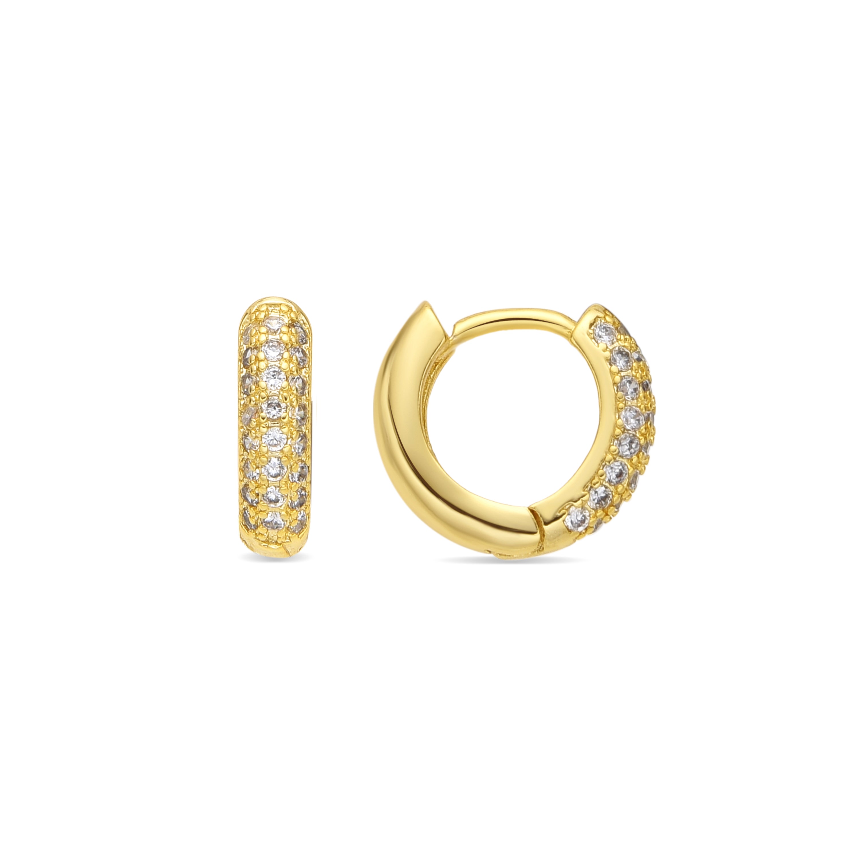 9mm diameter earrings 18k Yellow Gold finish with Brilliant zirconia - Krax
