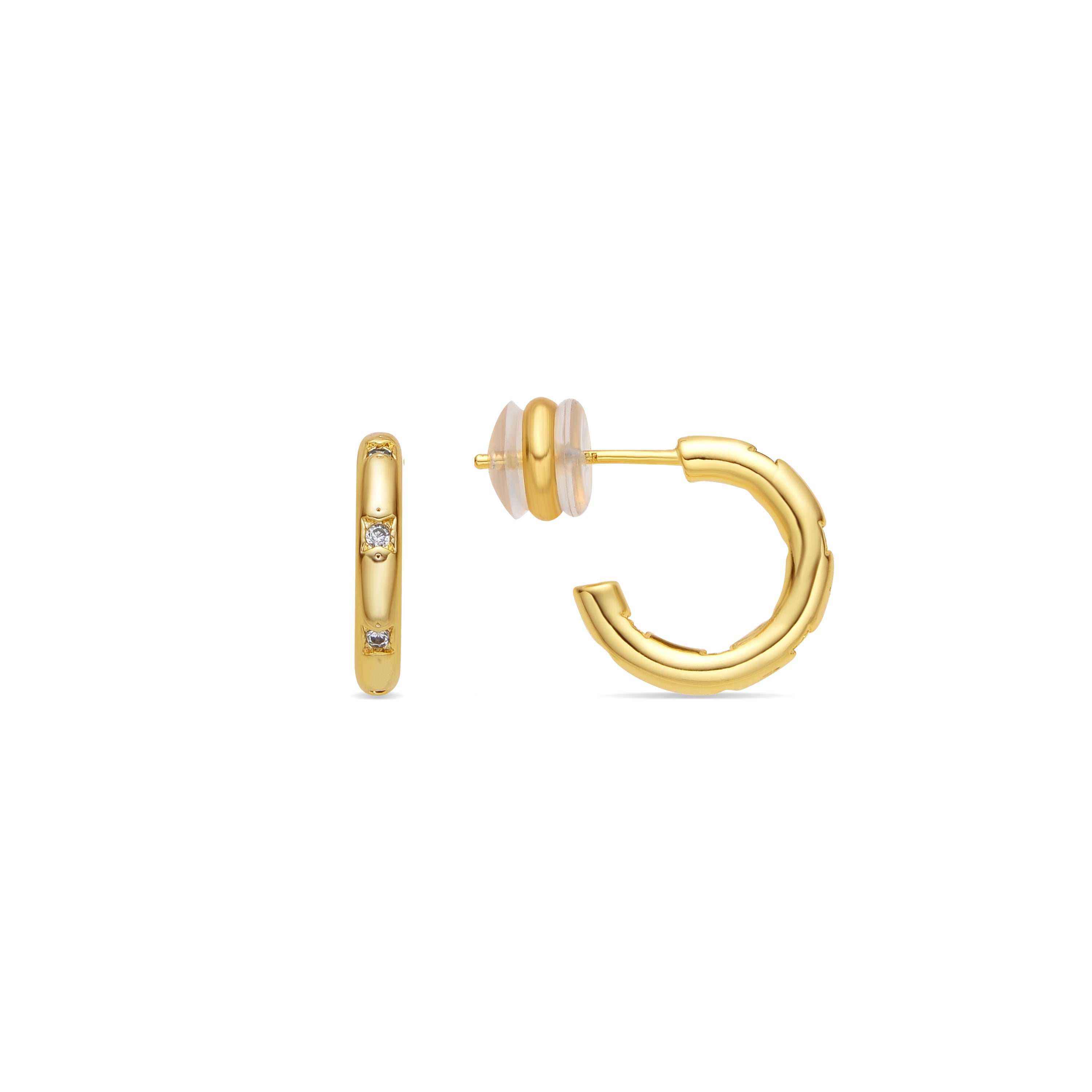 18k Yellow Gold Finished Earrings with Brilliant Zirconia - Sisah