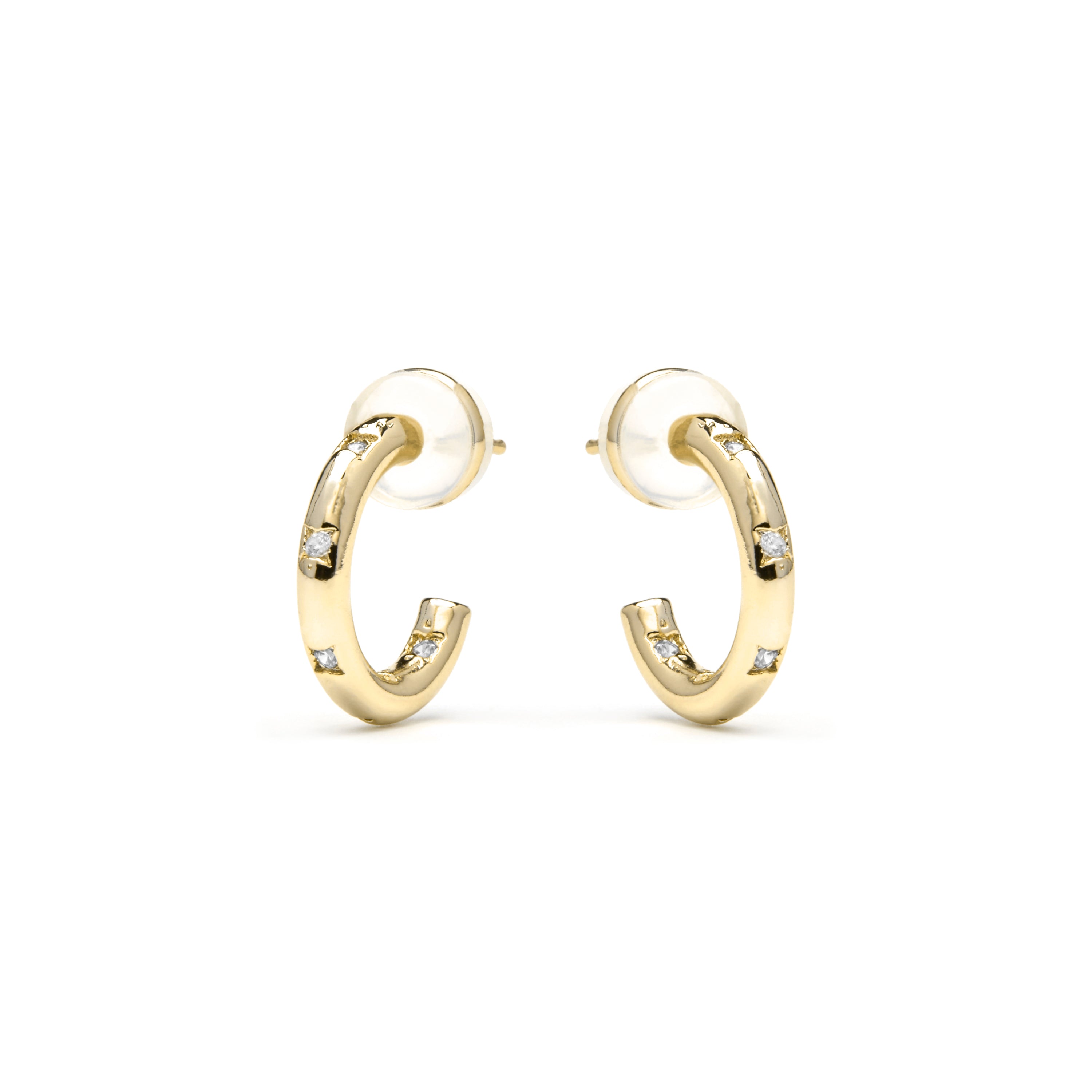 18k Yellow Gold Finished Earrings with Brilliant Zirconia - Sisah