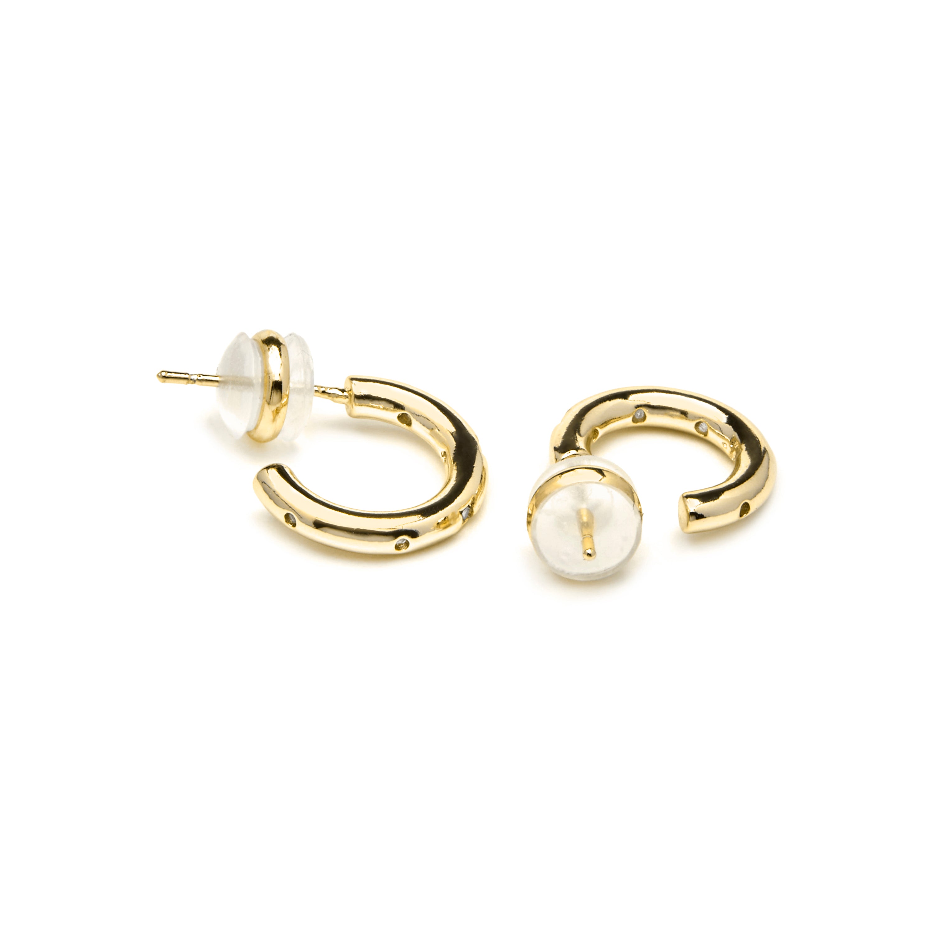 18k Yellow Gold Finished Earrings with Brilliant Zirconia - Sisah