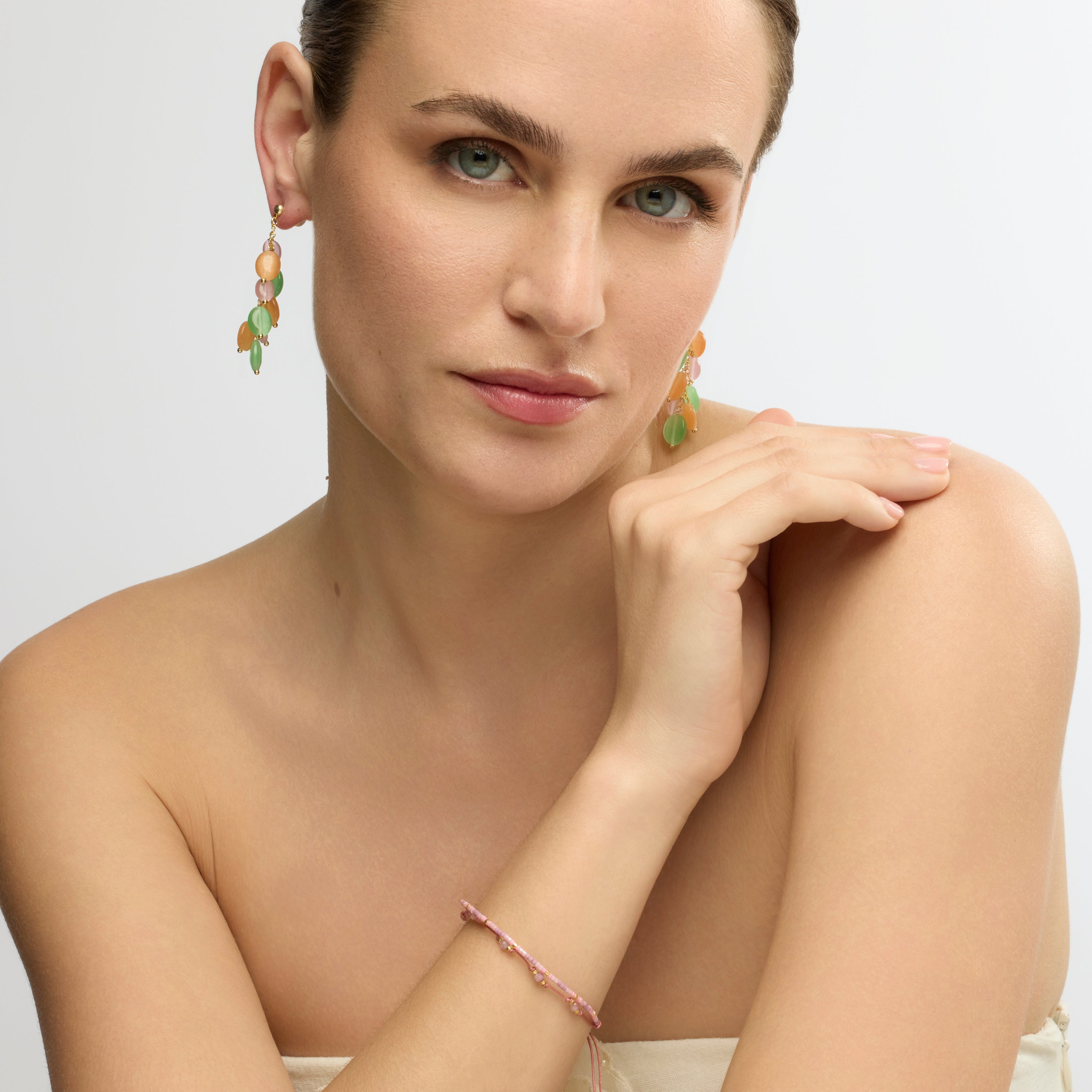 Ohrringe mit 18k Gelbgold-Finish und mehrfarbigem Katzenauge - Gorai