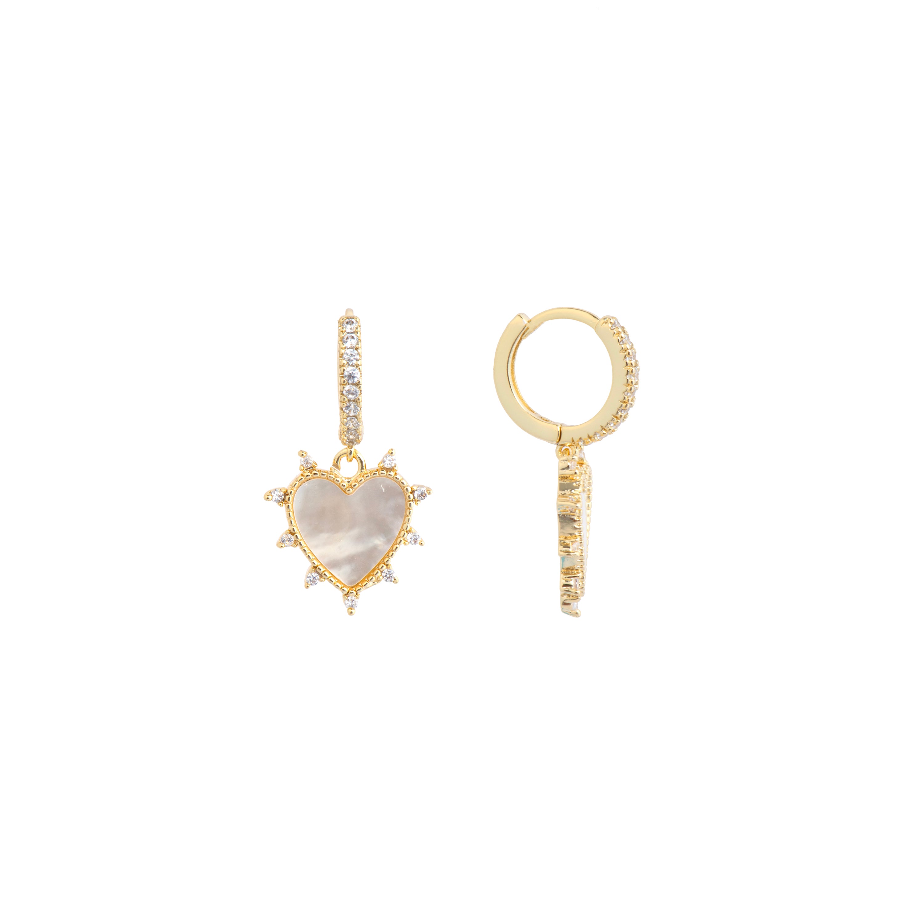 Boucles d'oreilles finition or jaune 18 carats et nacre blanche - Marloi
