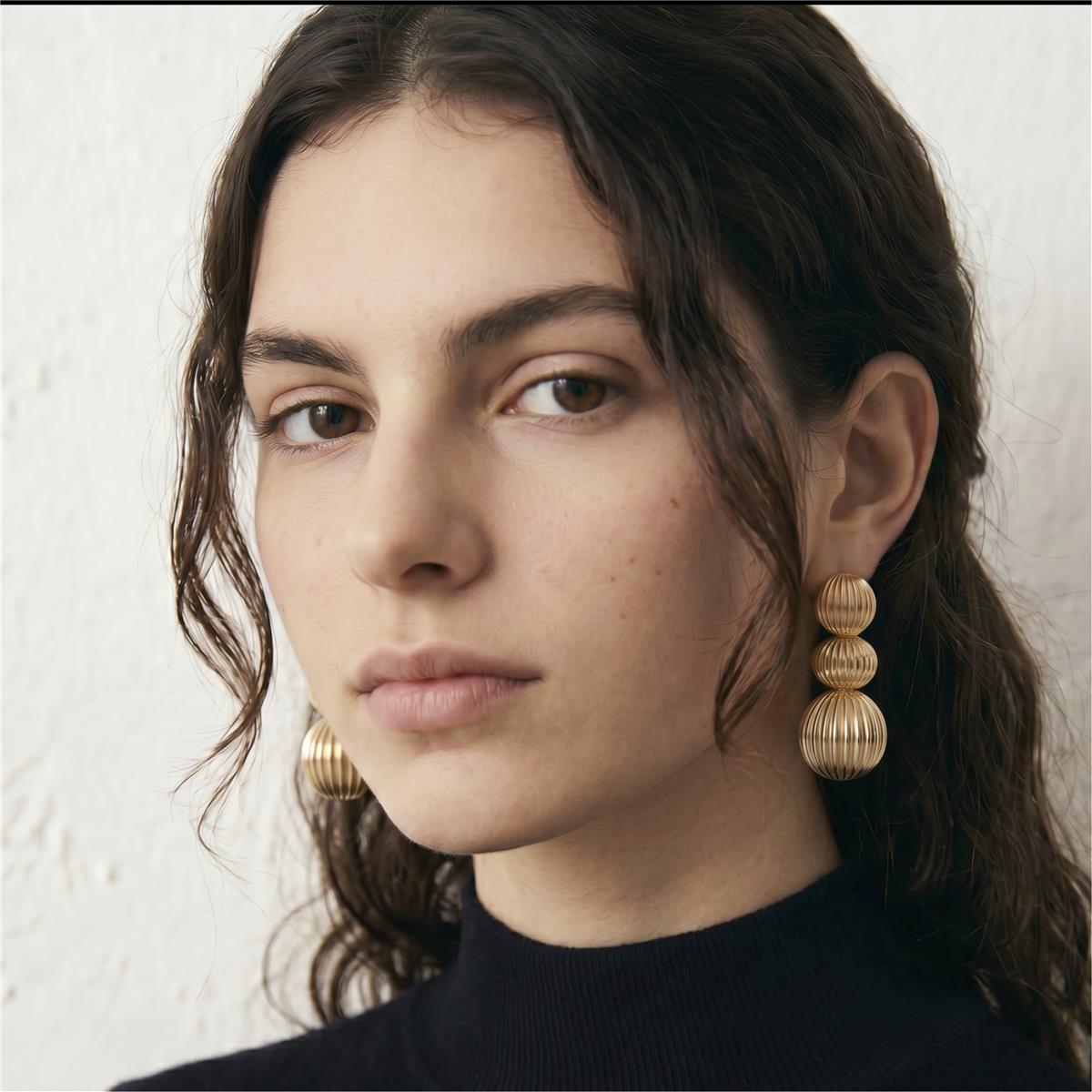 Pendientes Iflem acabado oro amarillo 18k - Iflem