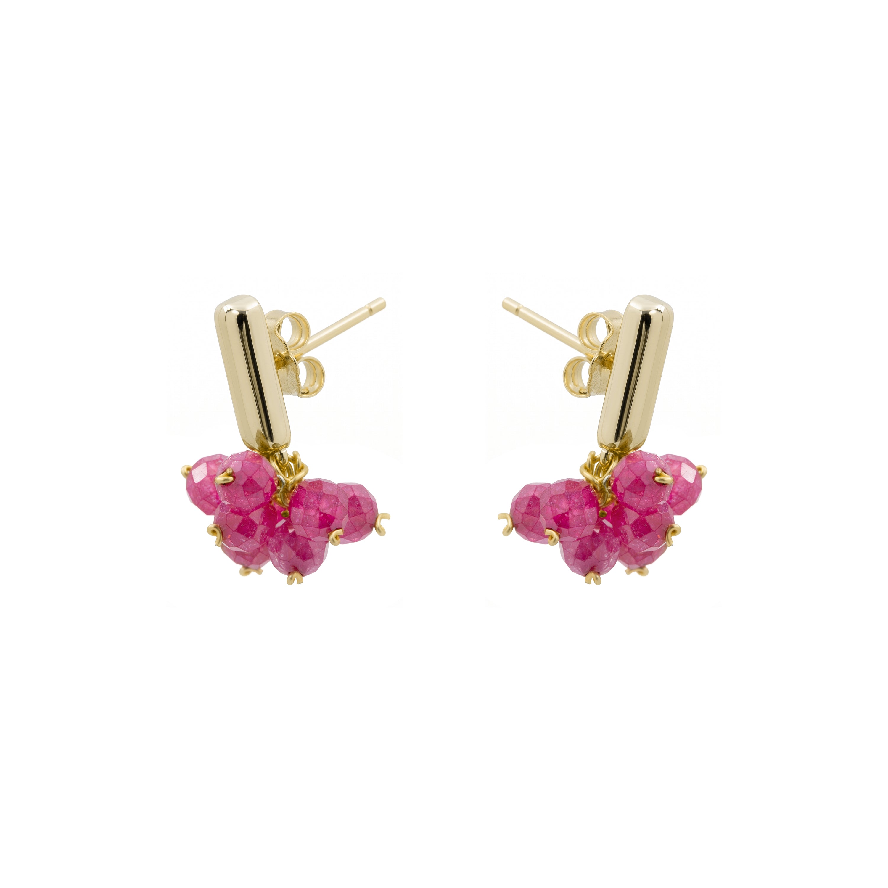 Pendientes de Circonita Rubí acabado en oro amarillo de 18k - Malmare