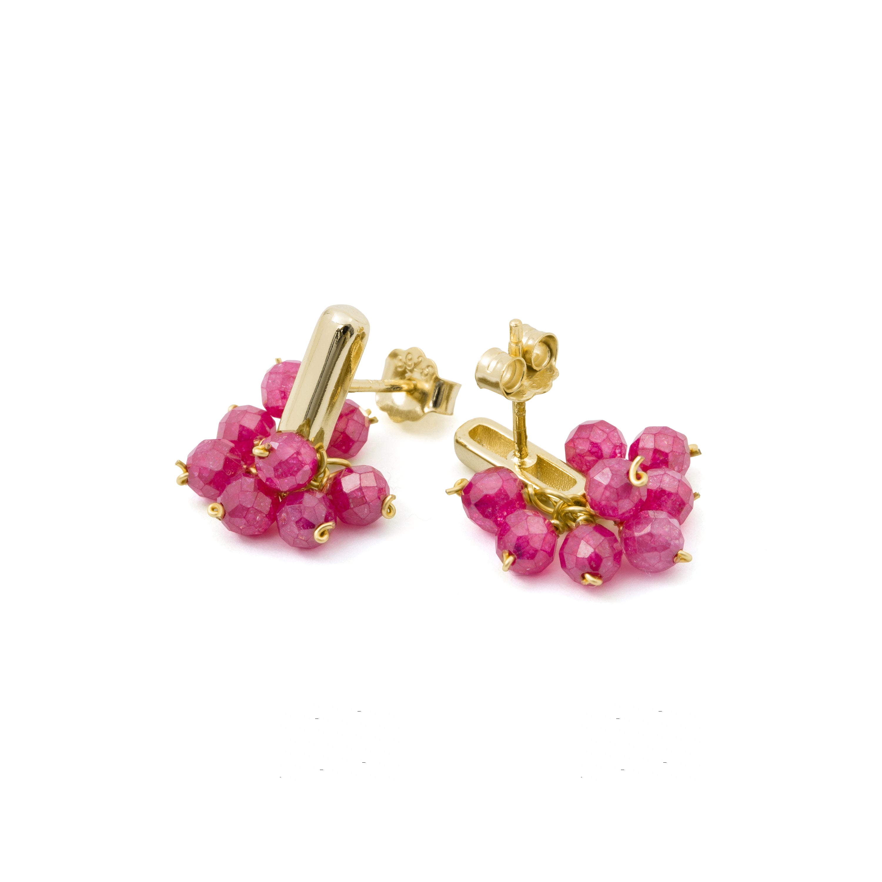 Pendientes de Circonita Rubí acabado en oro amarillo de 18k - Malmare